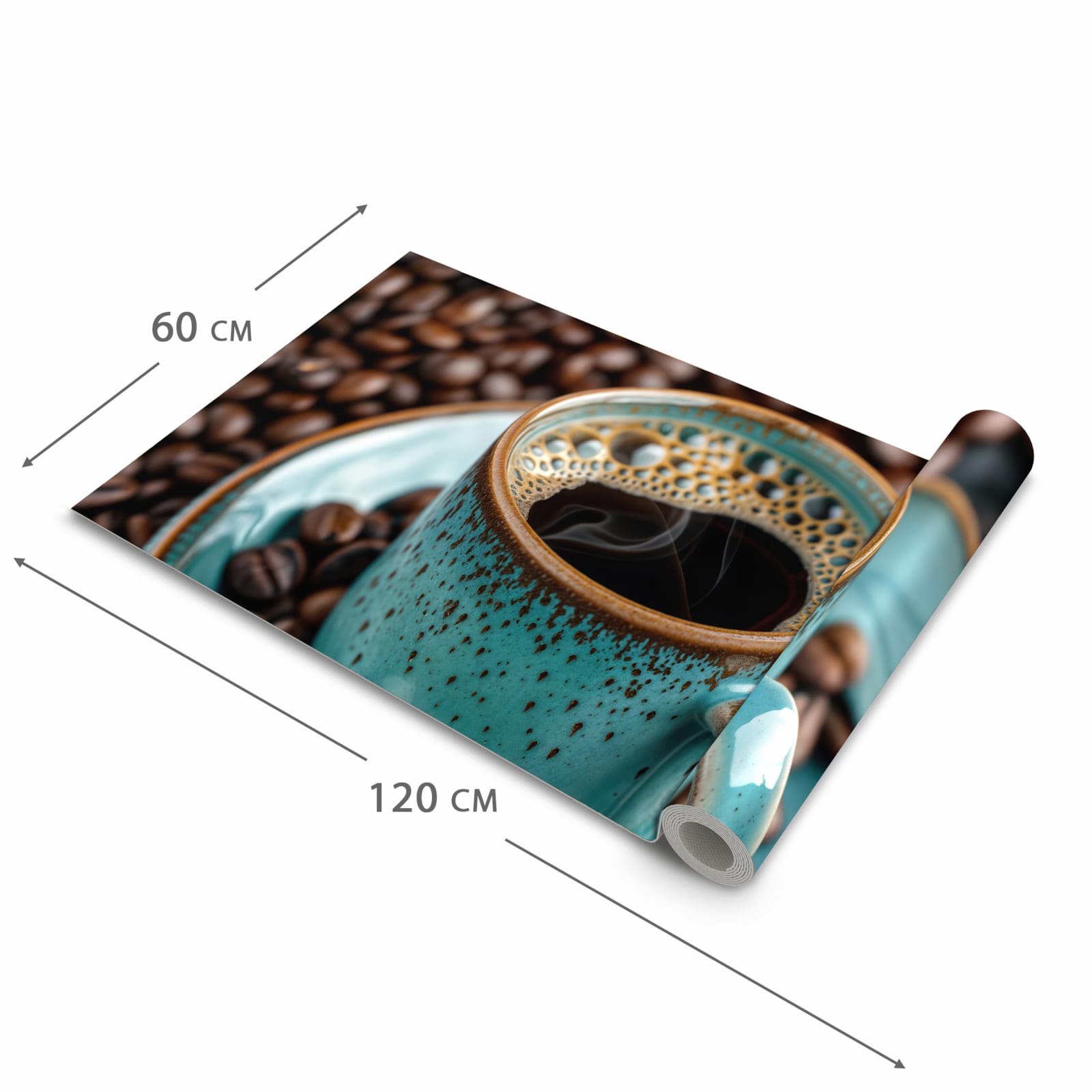 Formstabiler Küchenläufer mit Motiv Kaffee mit Tasse in der Grösse 80x280 cm
