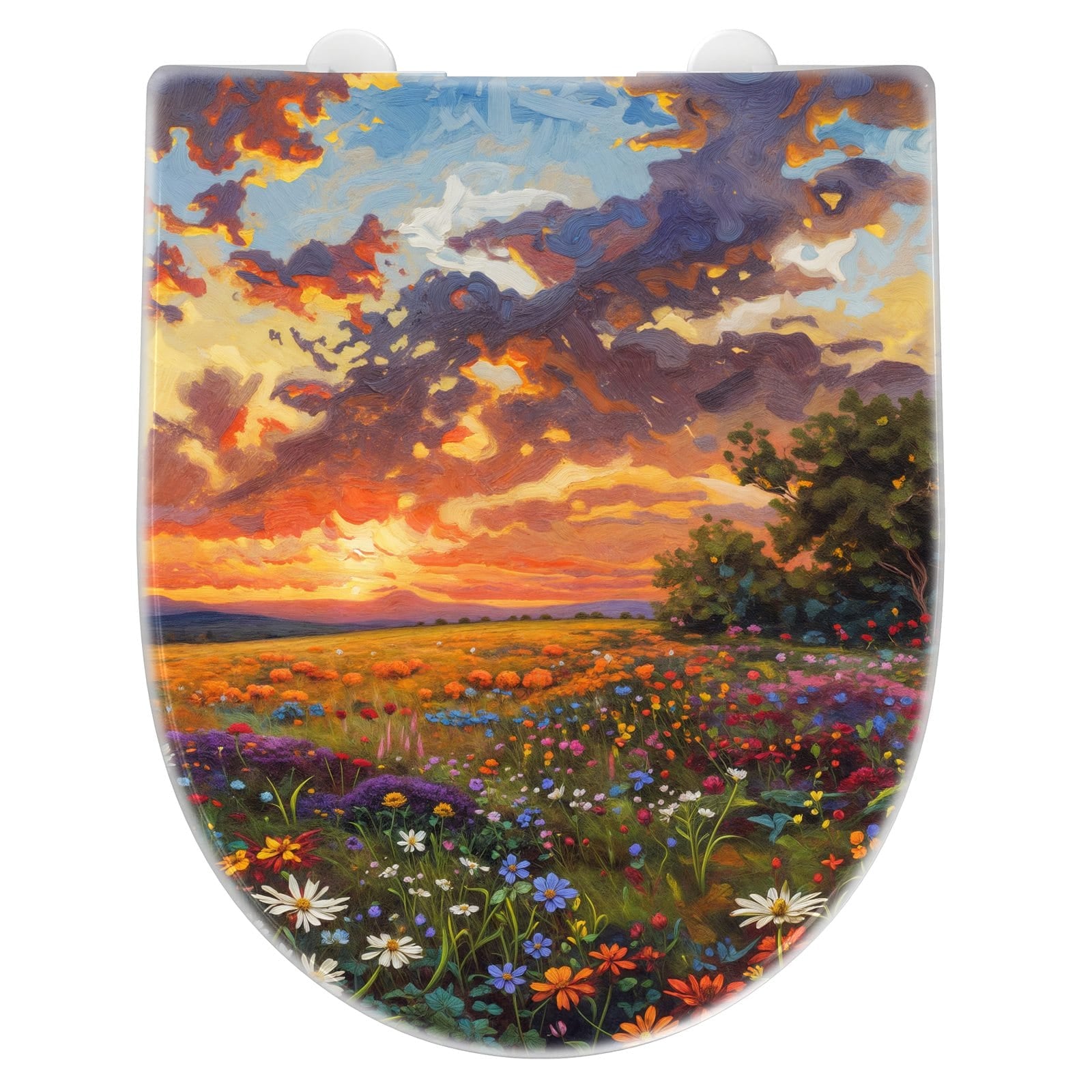 WC-Sitz mit Absenkautomatik Blumenwiese Sonnenuntergang
