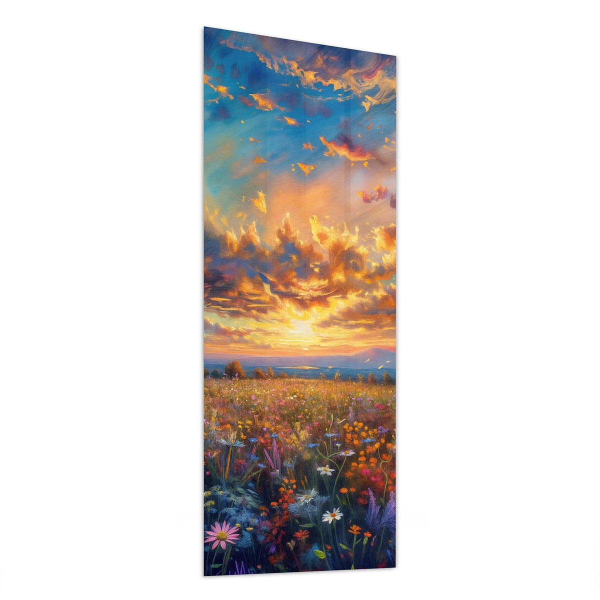 Glasbild Gemalte Wildblumen von der Seite, 4 mm Echtglas
