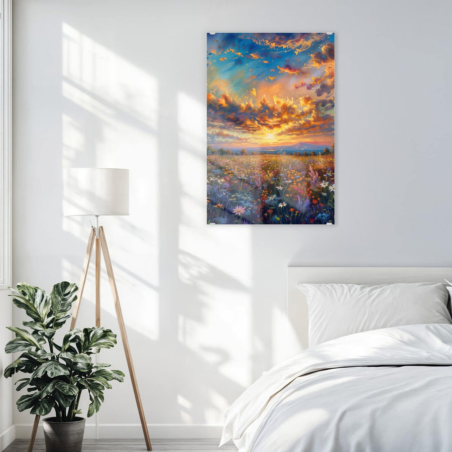 Maße Wandbild - Gemalte Wildblumen - Hochformat
