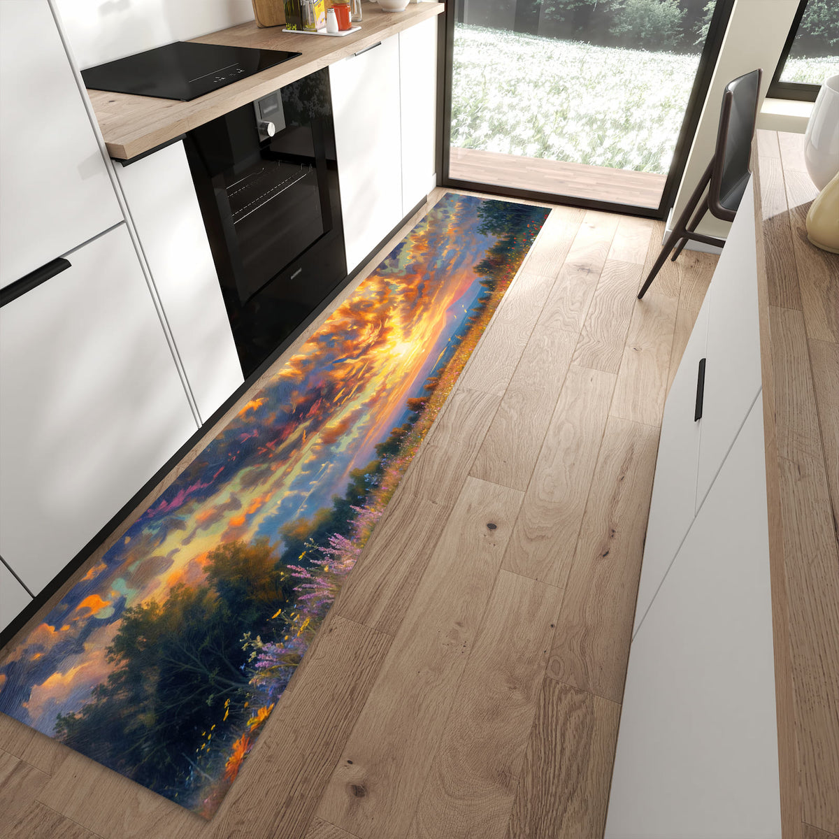 13 Größen – von 60 × 90 bis 80 × 300 cm – Küchenläufer - Gemalte Wildblumen