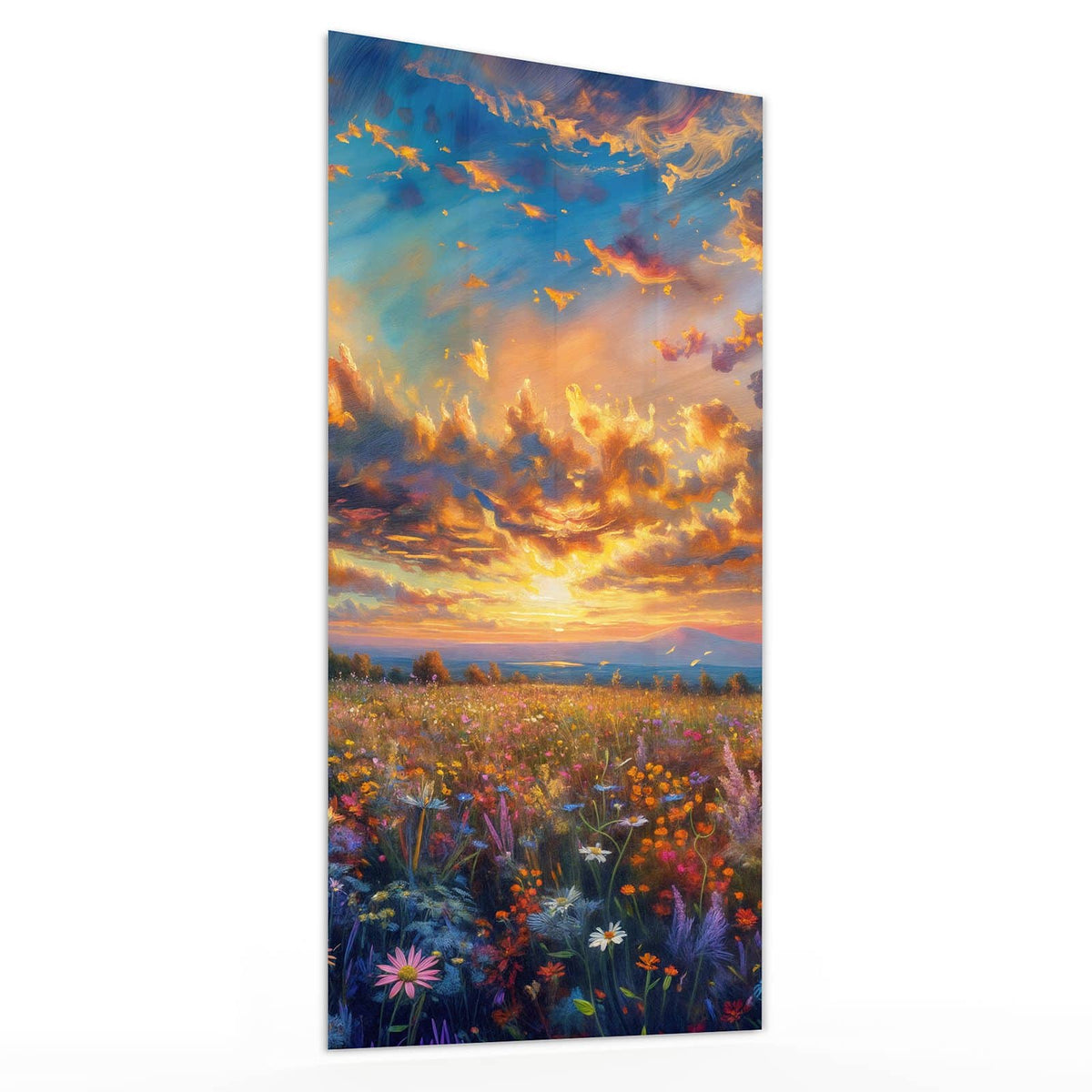Glasbild Gemalte Wildblumen von der Seite, 4 mm Echtglas