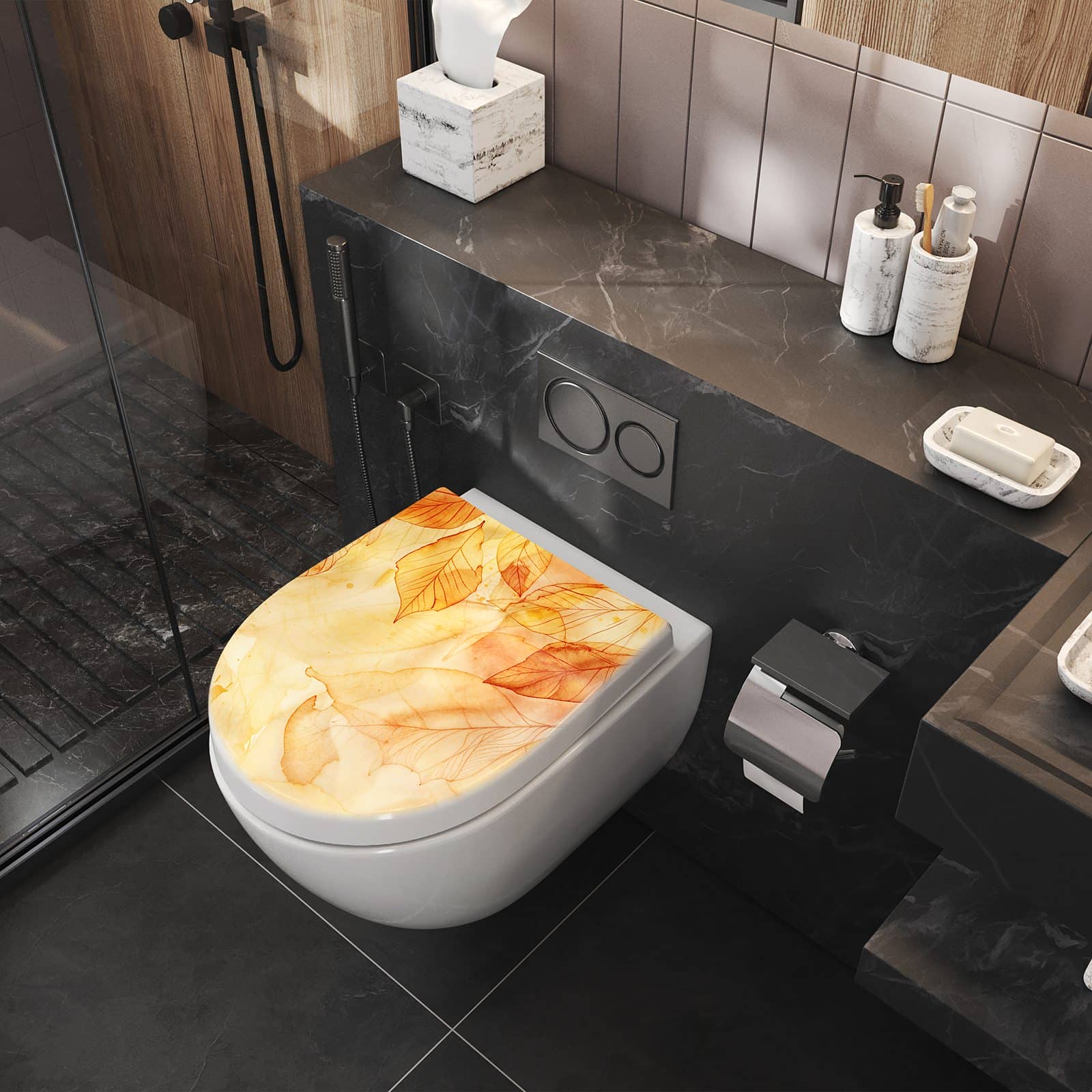 WC-Sitz mit Absenkautomatik Herbstblätter