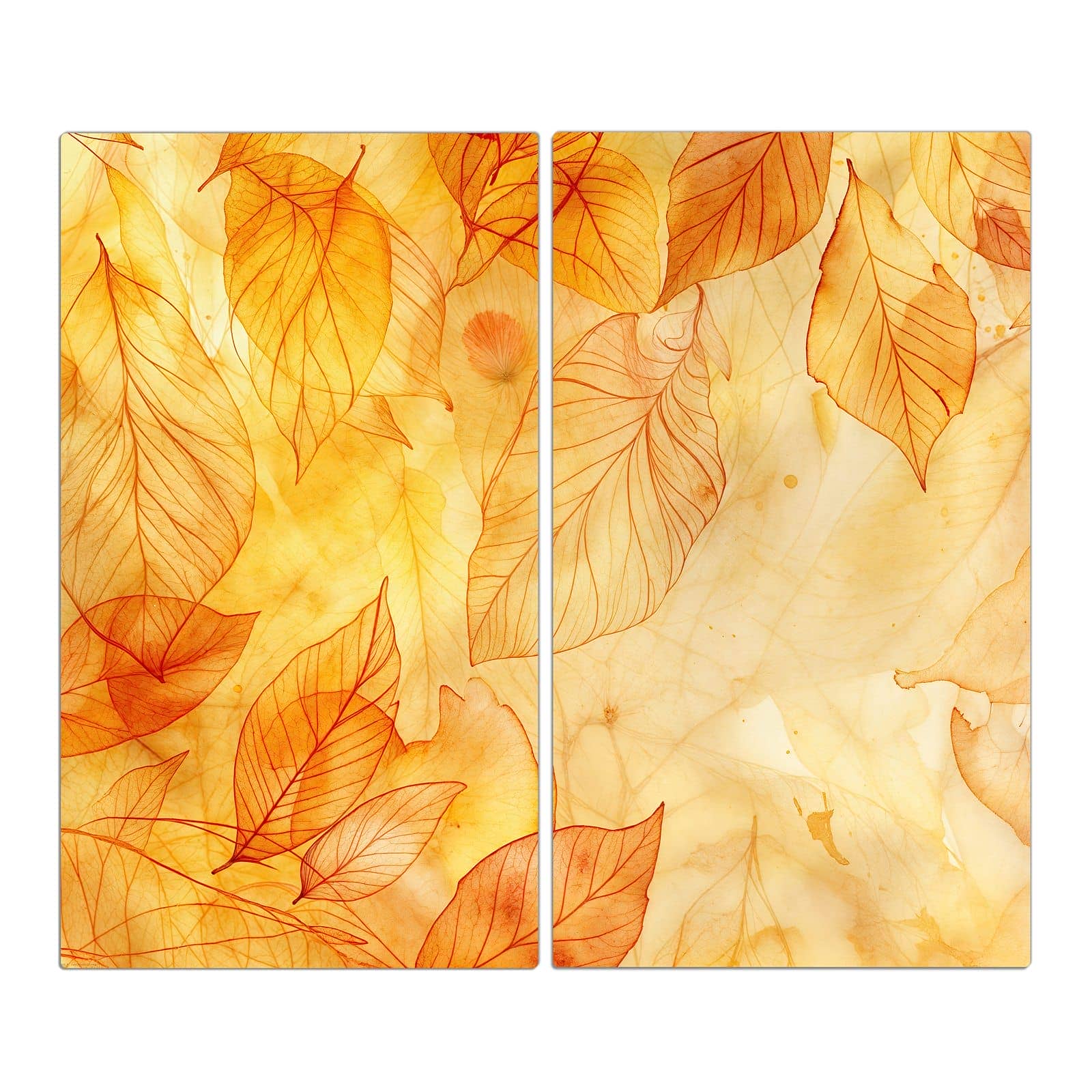 2-teilige Ceranfeldabdeckungen mit Herbstblätter-Motiv in der Frontansicht #grösse_2-Teilig (60x52cm)