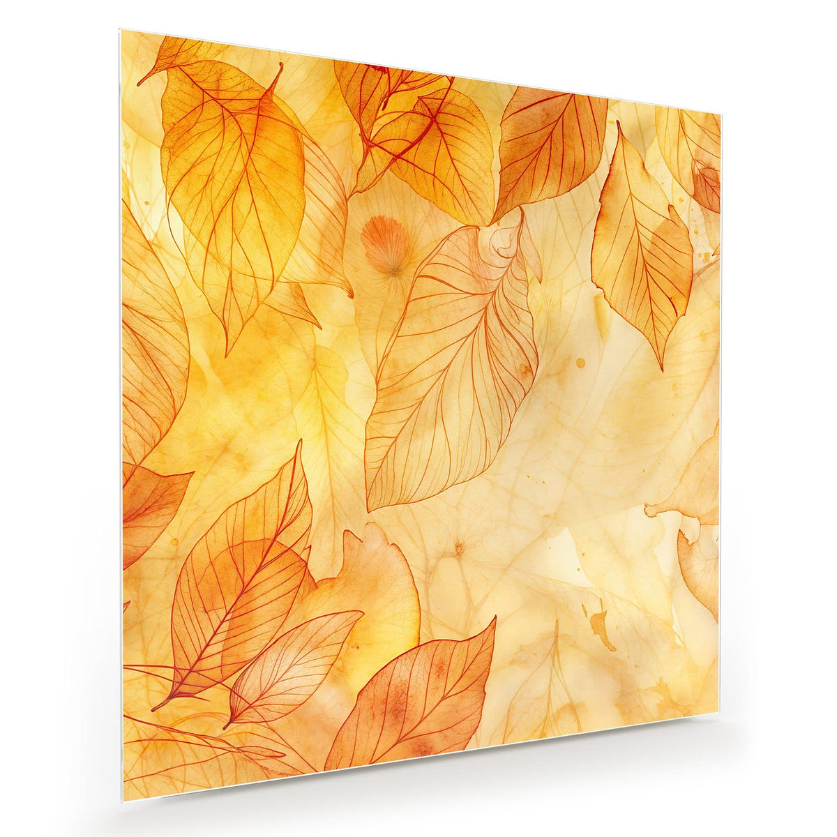 Aquarellartige, durchscheinende Blätter in Gold, Orange und Bernstein, übereinandergelegt