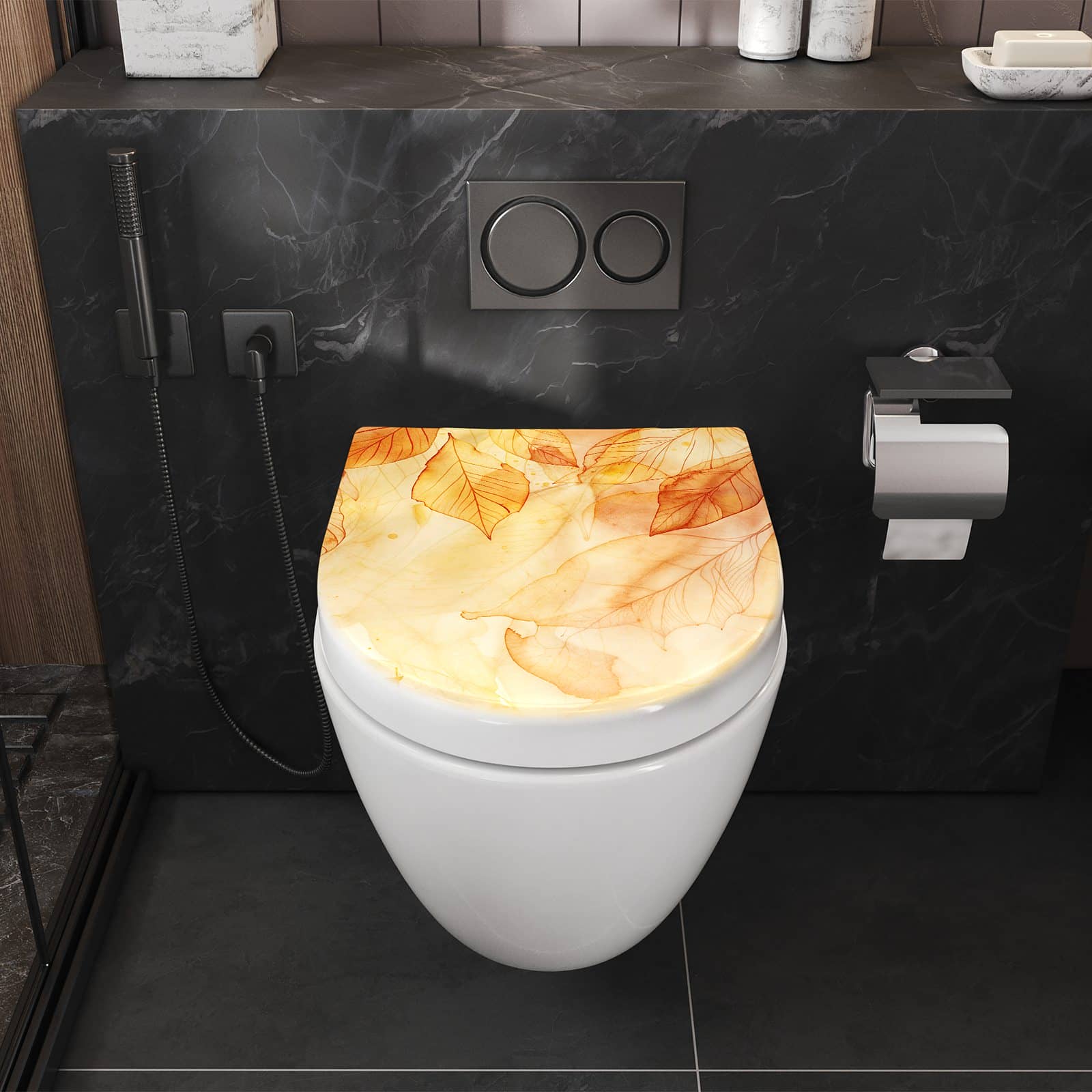 WC-Sitz mit Absenkautomatik Herbstblätter