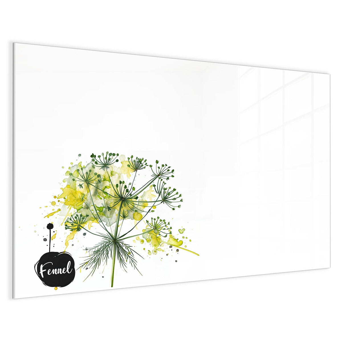 4 mm Glas statt lackiertem Blech – Magnettafel - Fenchel in Aquarell