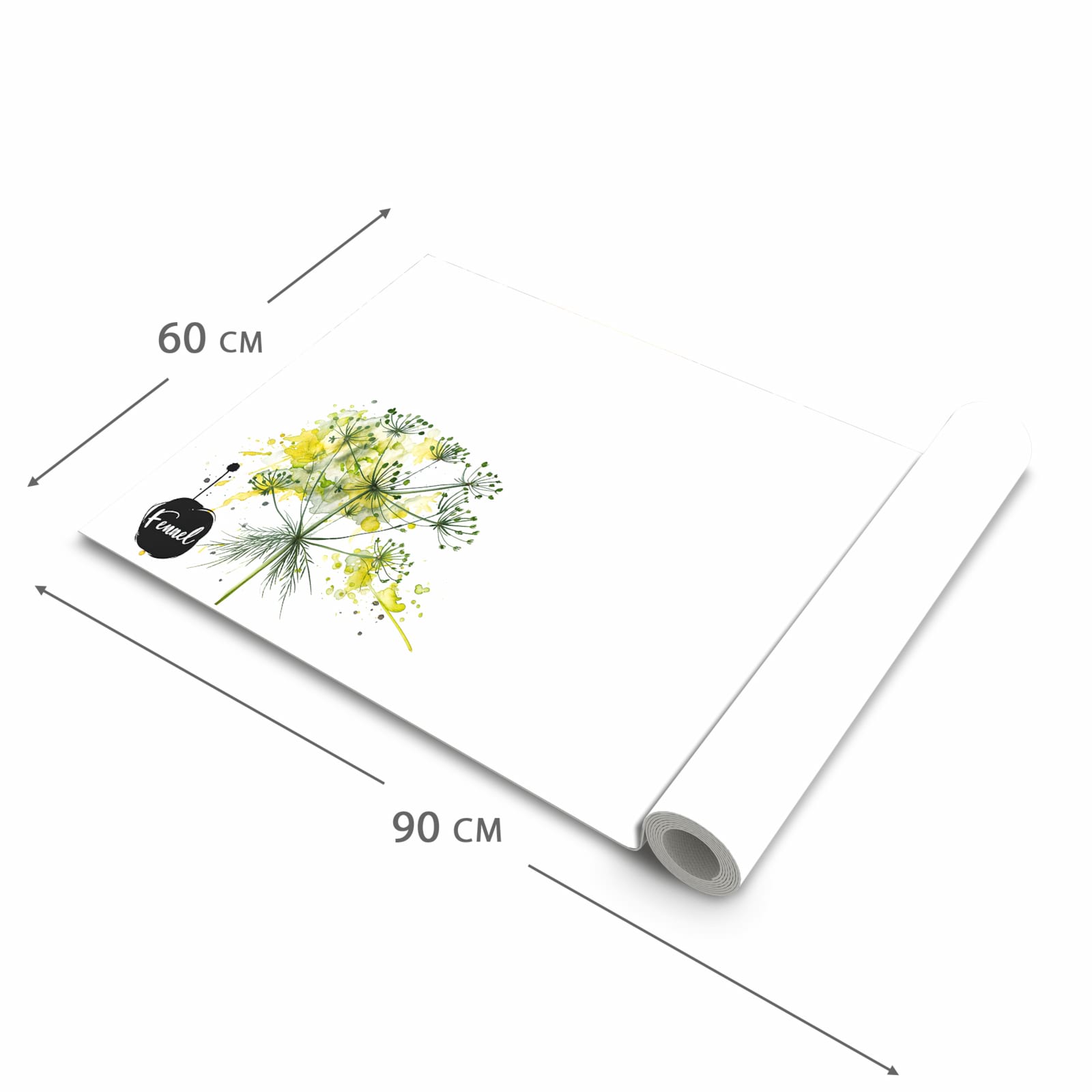 Geruchsneutraler waschbarer Küchenläufer mit Motiv Fennel Kunstwerk in der Grösse 80x250 cm
