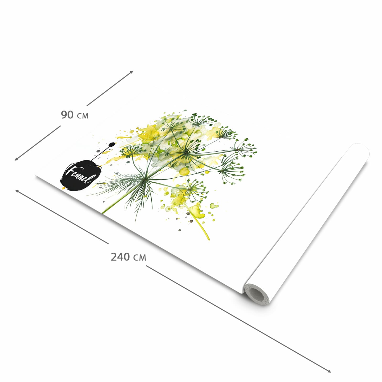 Rutschfester dünner Teppich mit Motiv Fennel Kunstwerk in der Grösse 80x250 cm, einfach zu reinigen
