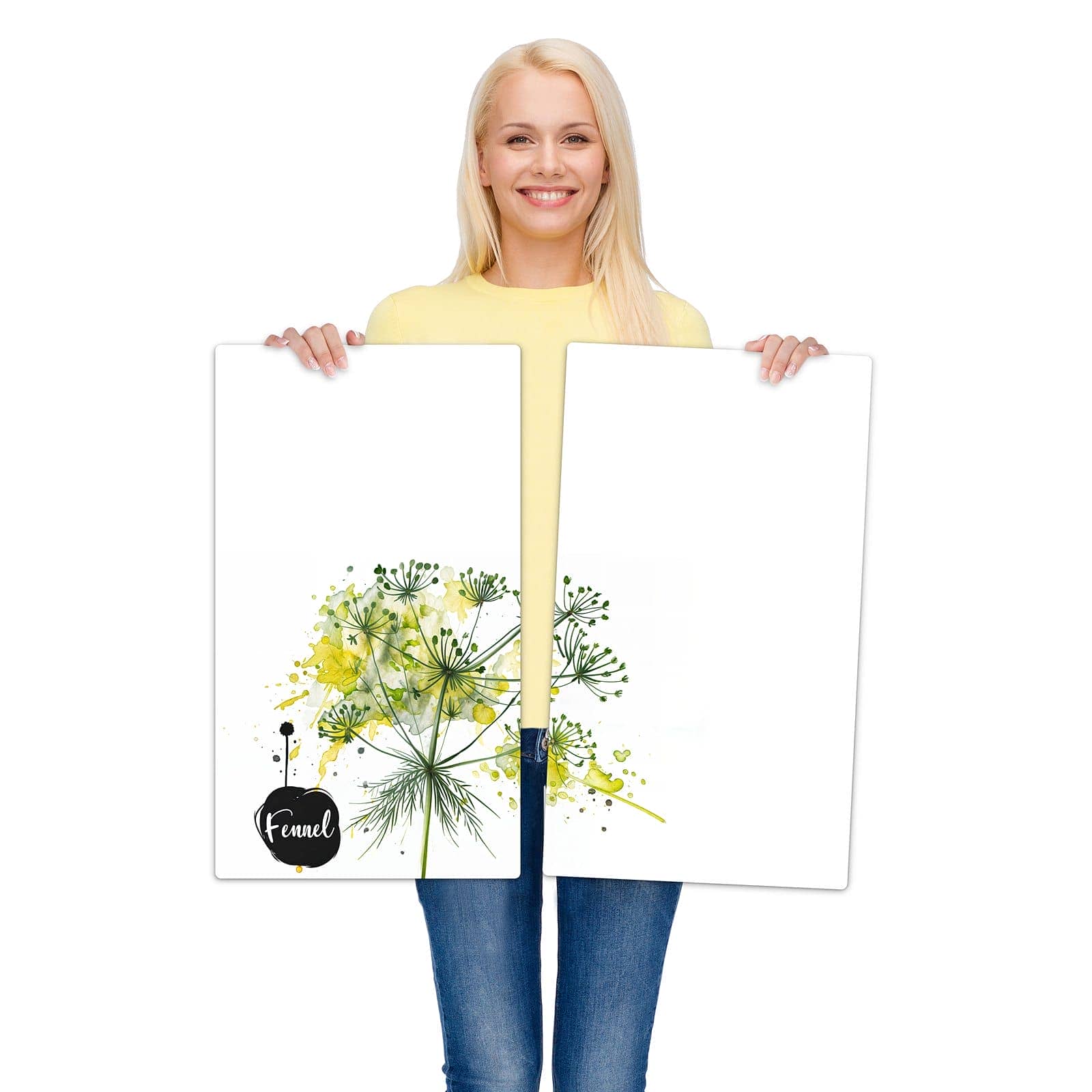 2-teilige Herdabdeckplatten für Ceranfeld mit Fennel Kunstwerk-Motiv zur Größendarstellung gehalten