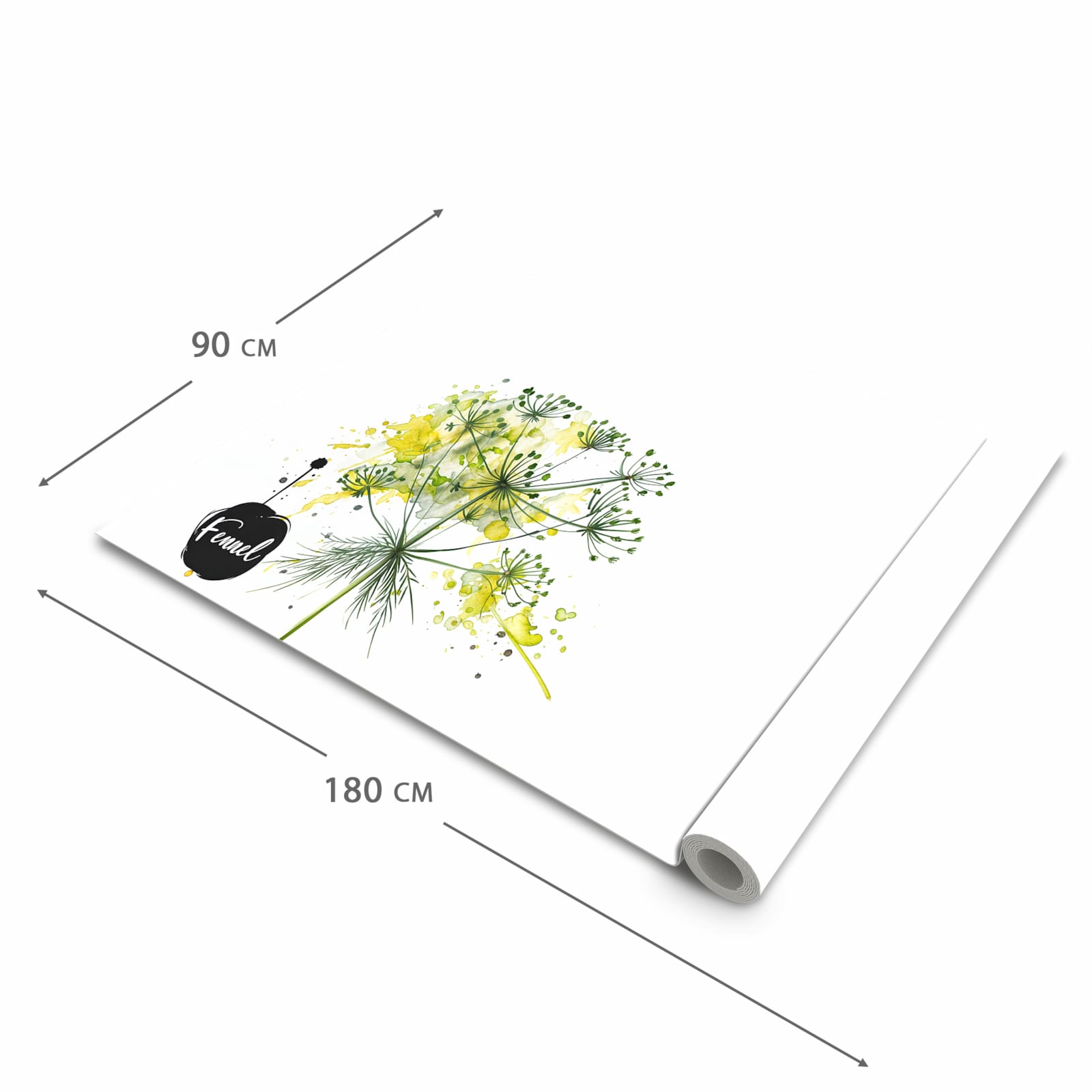 Rutschhemmender dünner Teppich mit Motiv Fennel Kunstwerk in der Grösse 80x250 cm