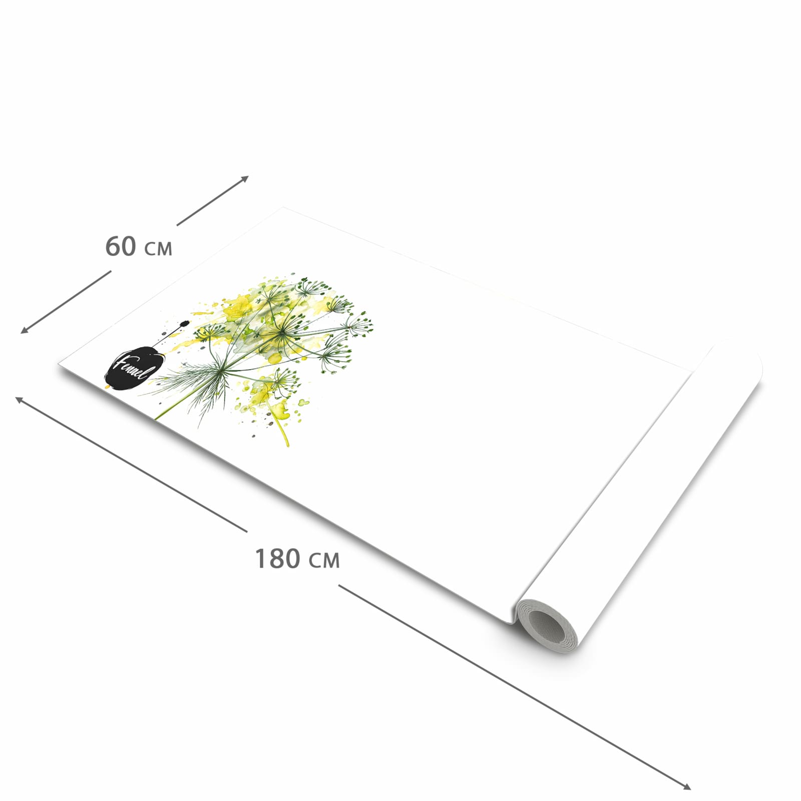 Waschbarer Küchenteppich mit Motiv Fennel Kunstwerk in der Größe 80x250 cm für Trittkomfort