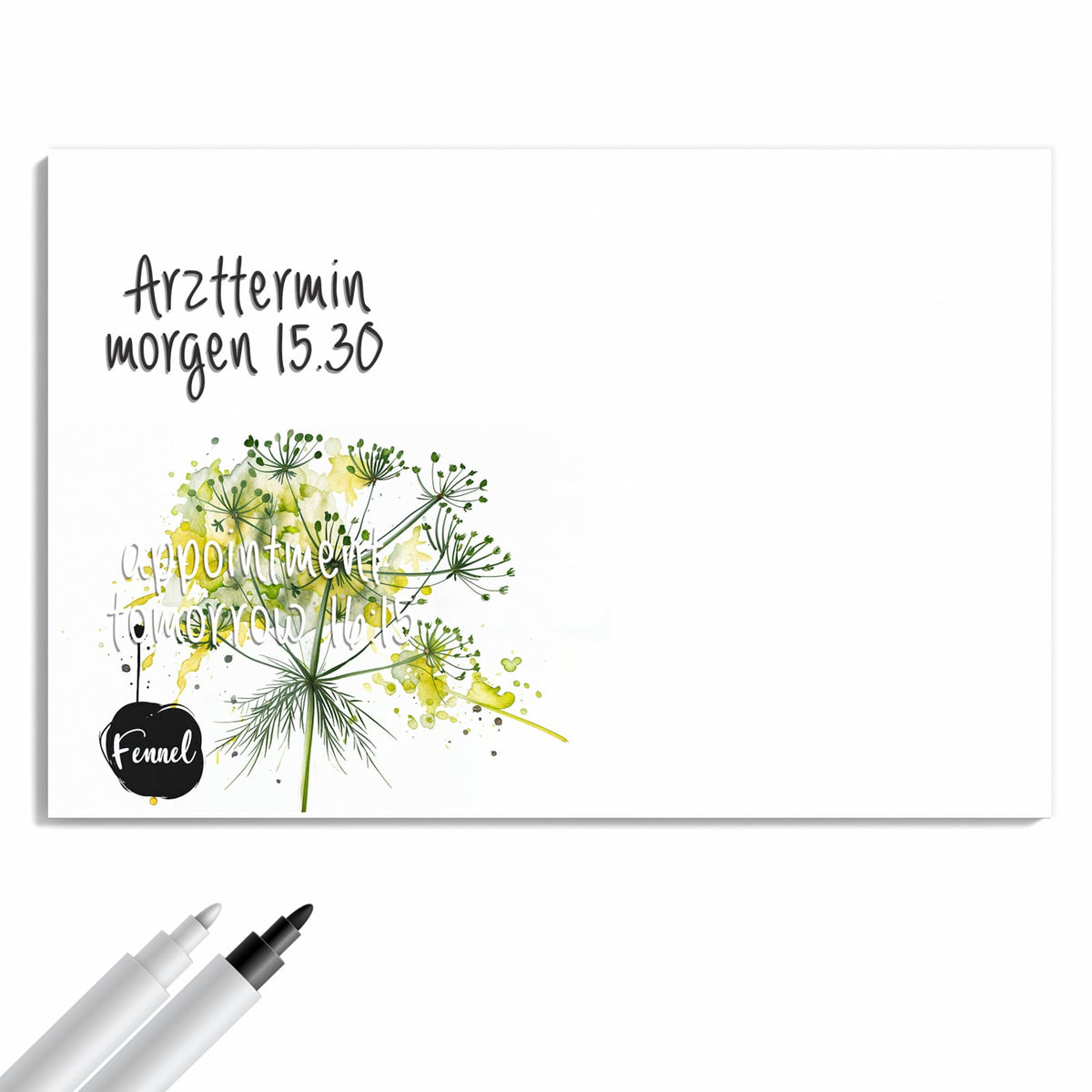 Beschreiben, abwischen, anheften – Metall Magnettafel - Fenchel in Aquarell