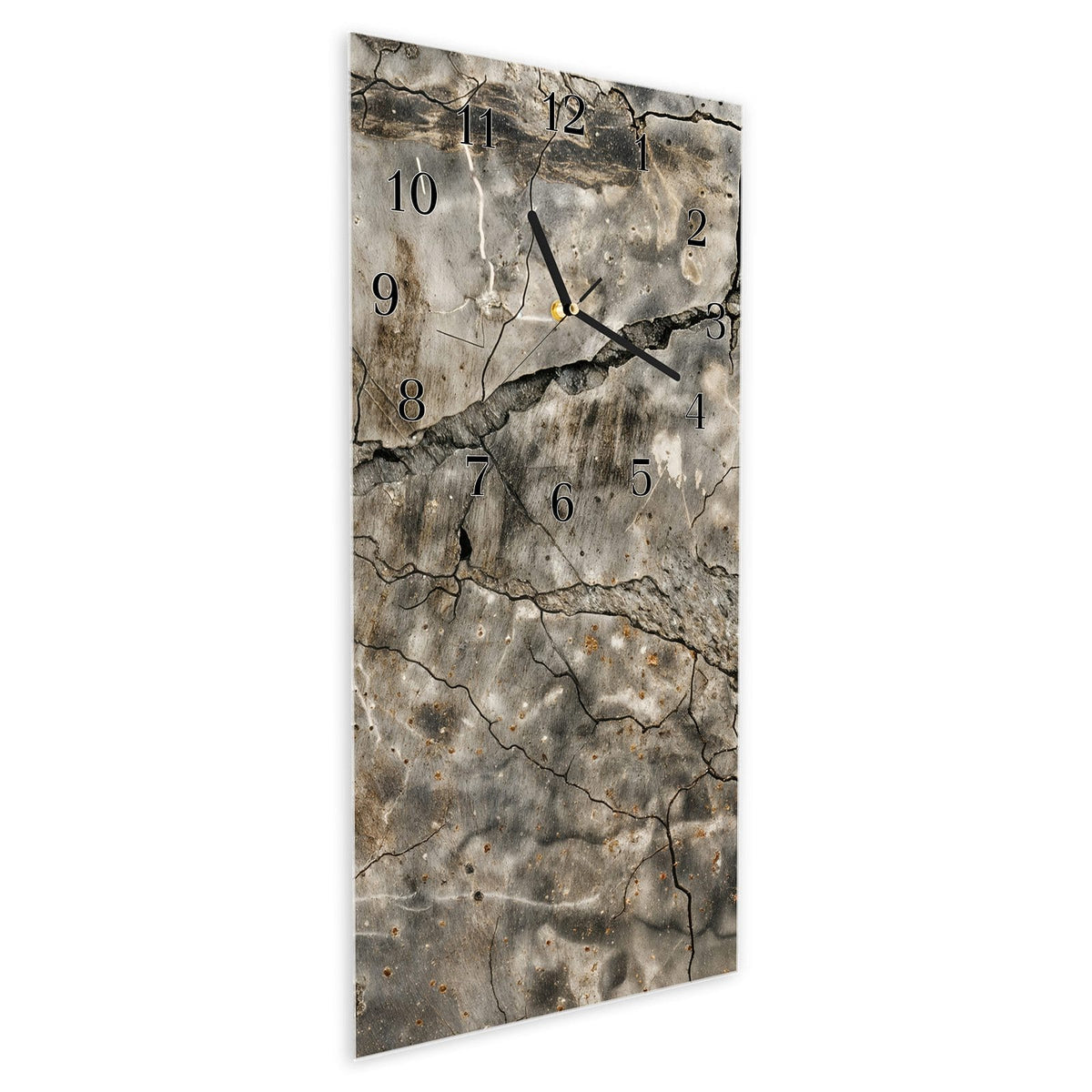 Vormontiert – mit Schwebeeffekt – Wanduhr Rissige & Oberfläche aus Glas – Hochformat 30 × 60 cm