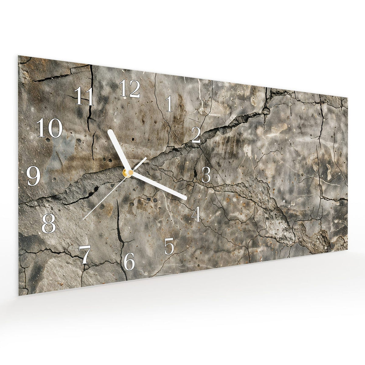 Vormontiert – mit Schwebeeffekt – Wanduhr Rissige & Oberfläche aus Glas – Querformat 60 × 30 cm