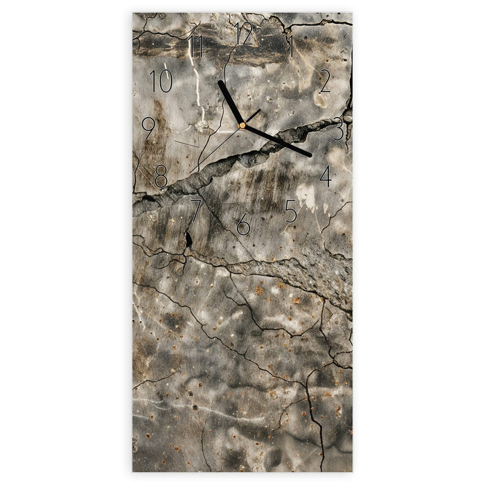Wanduhr Rissige & Oberfläche aus Glas – Hochformat 30 × 60 cm mit Ziffernblatt Elegant