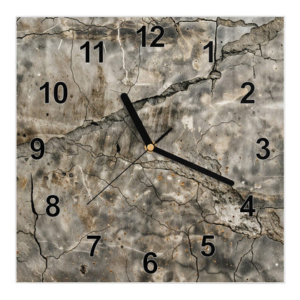 Wanduhr Quadratisch mit dem Motiv Tiefe Risse im Stein
