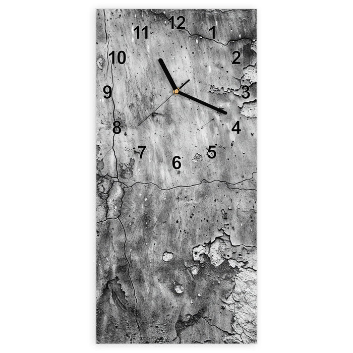 Wanduhr Abgenutzte Wand aus Glas – Hochformat 30 × 60 cm mit Ziffernblatt Modern
