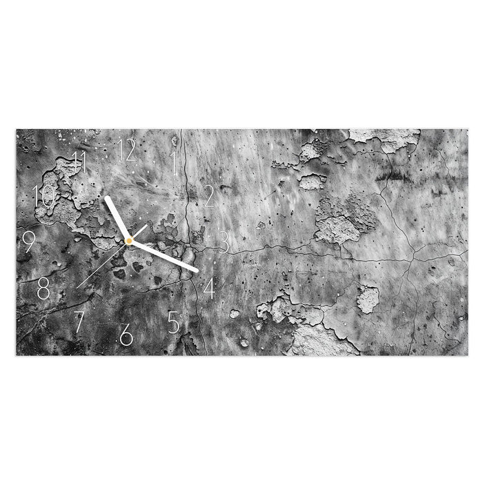 Wanduhr Abgenutzte Wand aus Glas – Querformat 60 × 30 cm mit Ziffernblatt Elegant