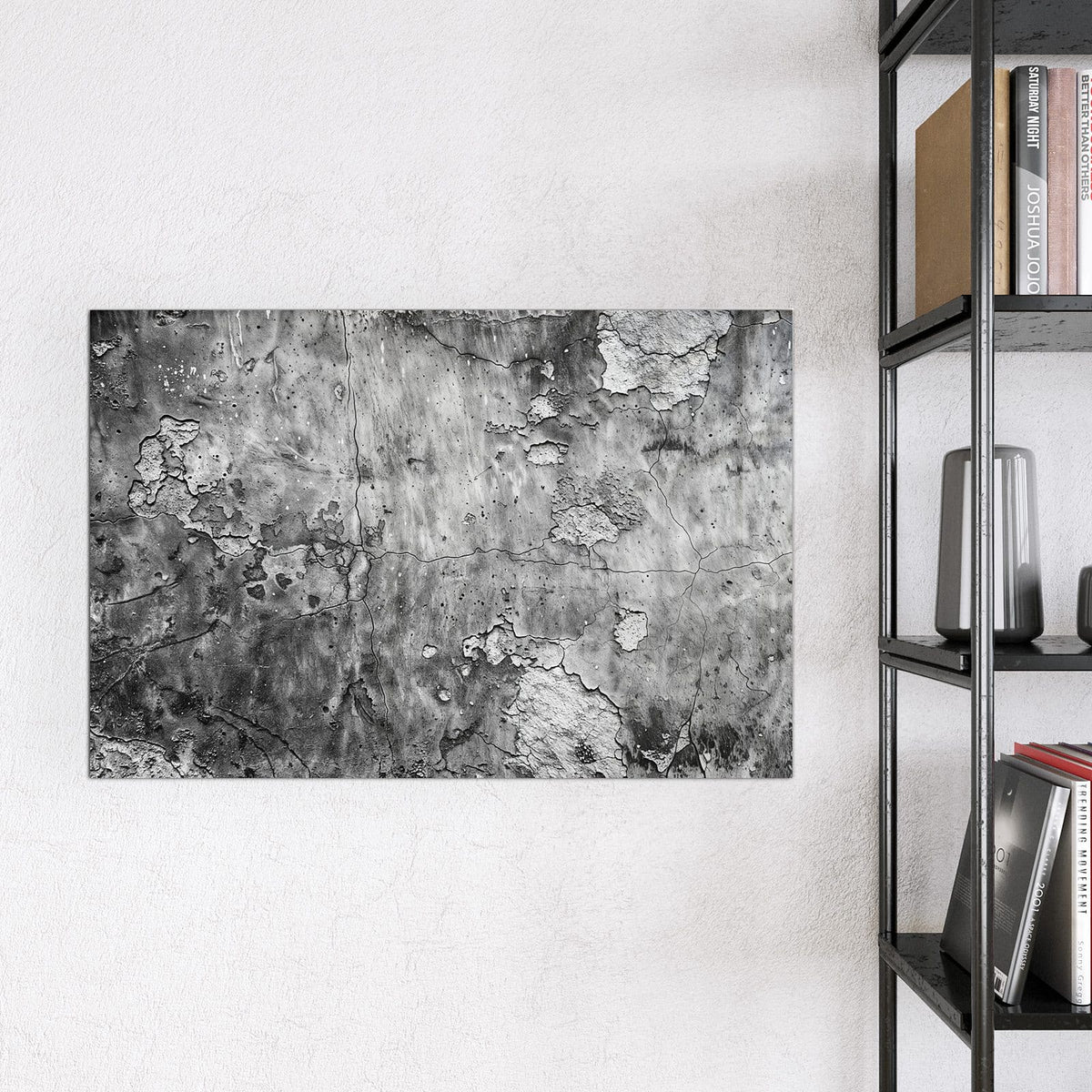 9 Größen – von 30 × 30 bis 120 × 90 cm – Magnettafel - Rissiger Putz in Grau