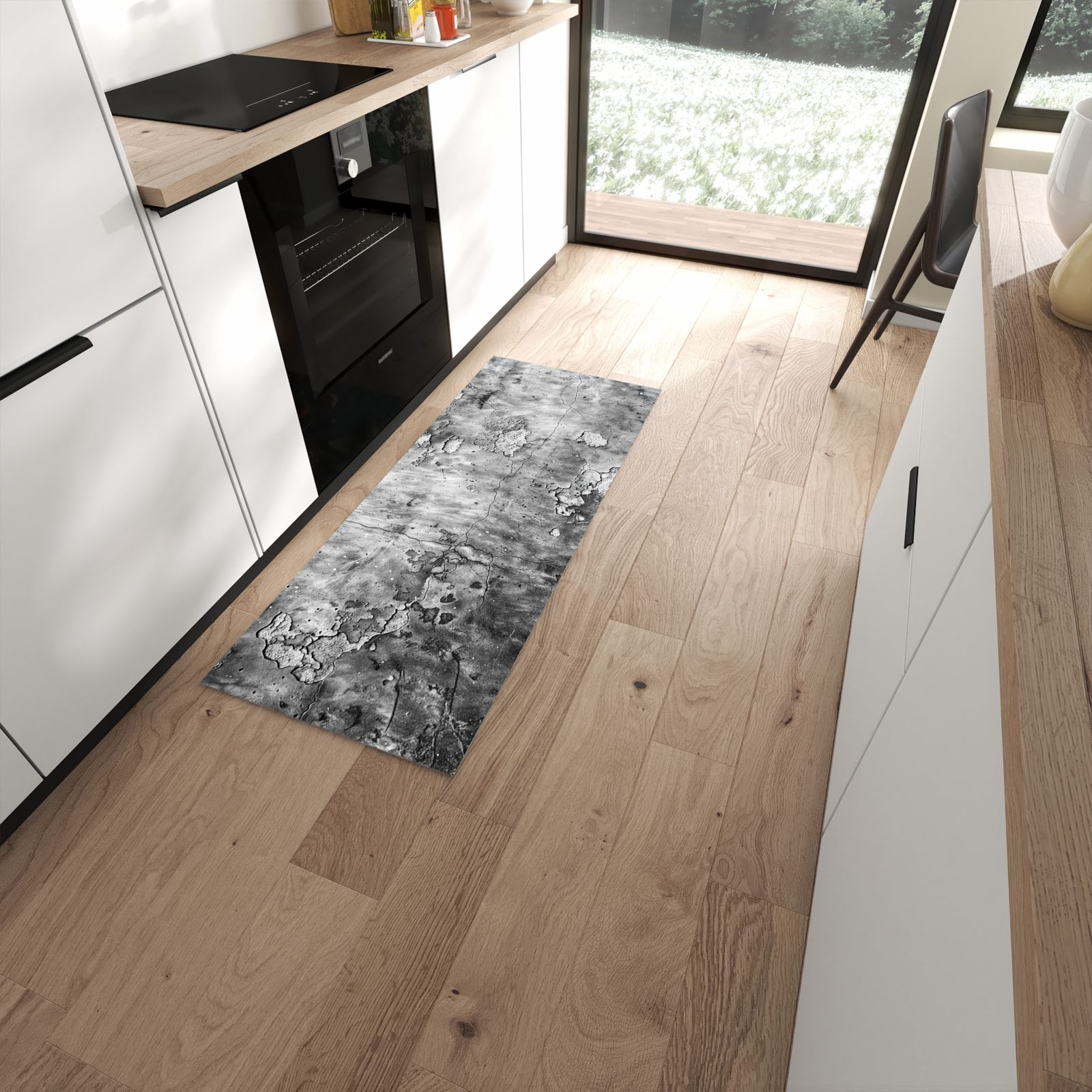 Strapazierfähiger Küchenläufer mit Motiv Abgenutzte Wand in moderner Küche #grösse_60 x 150 cm