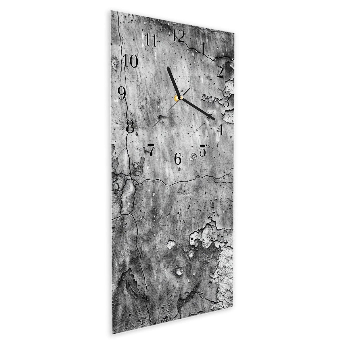 Vormontiert – mit Schwebeeffekt – Wanduhr Abgenutzte Wand aus Glas – Hochformat 30 × 60 cm