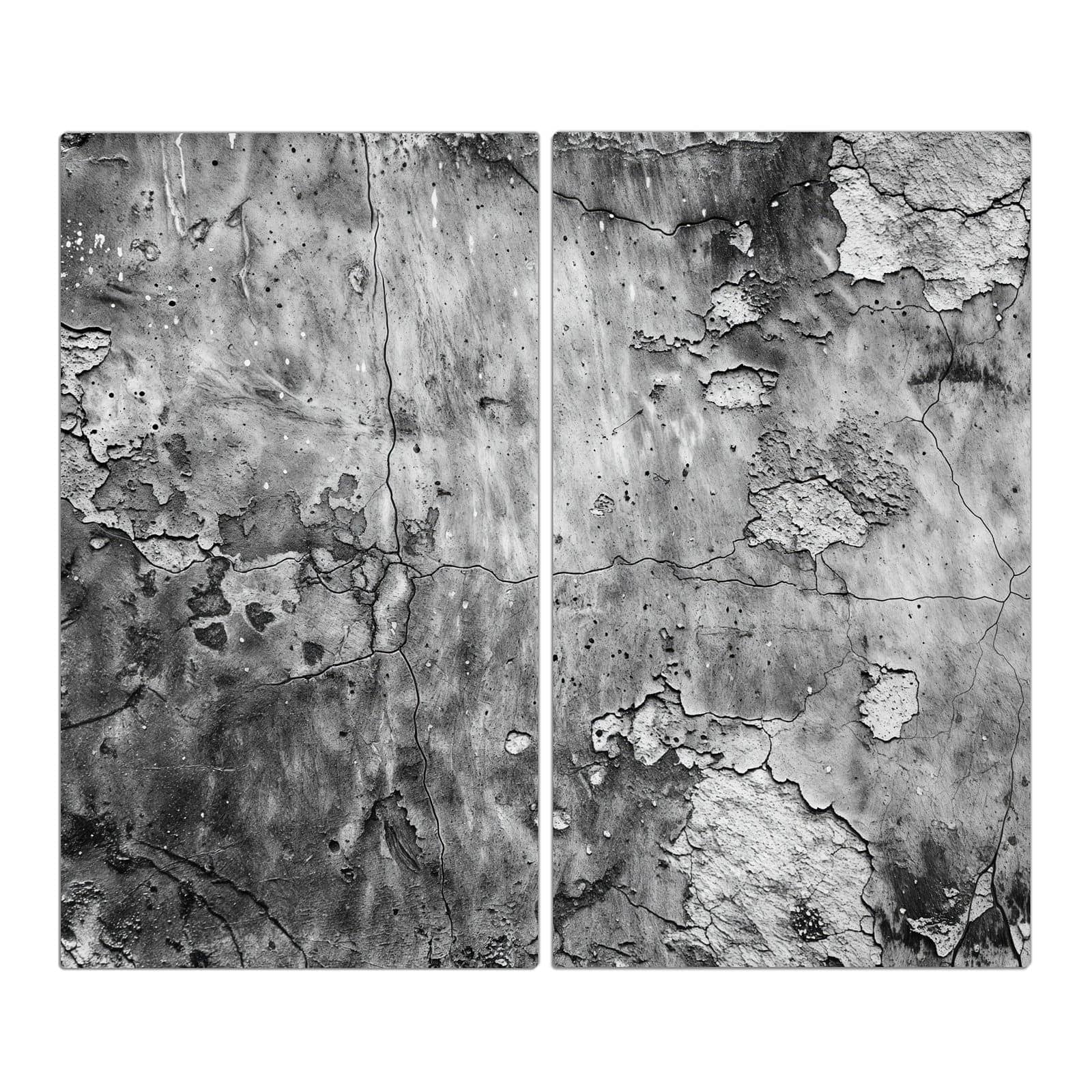 2-teilige Ceranfeld Abdeckungen mit Abgenutzte Wand-Motiv in der Frontansicht #grösse_2-Teilig (60x52cm)