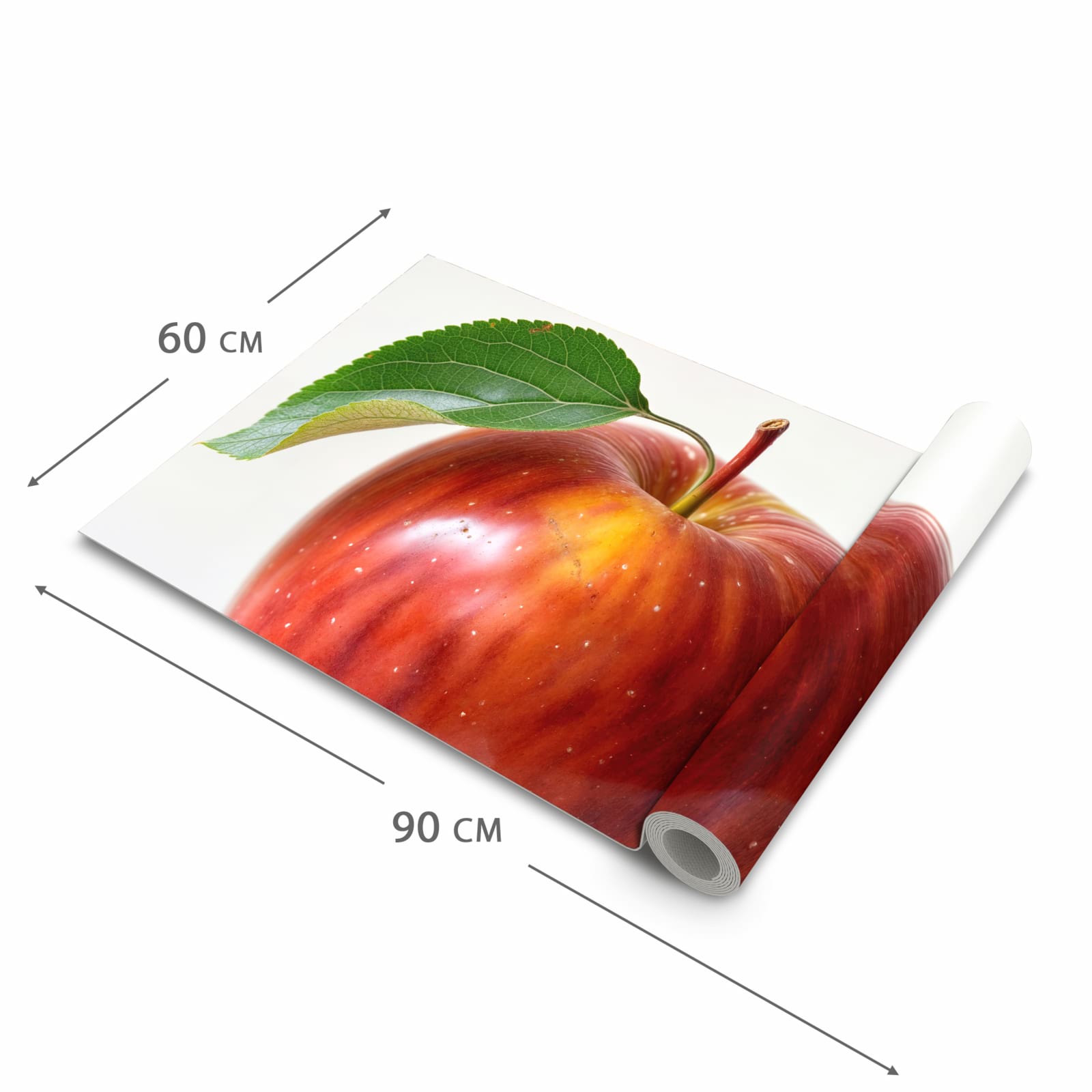 Flacher rutschfester Küchenläufer mit Motiv Roter Apfel Mit Blatt in der Grösse 80x200 cm