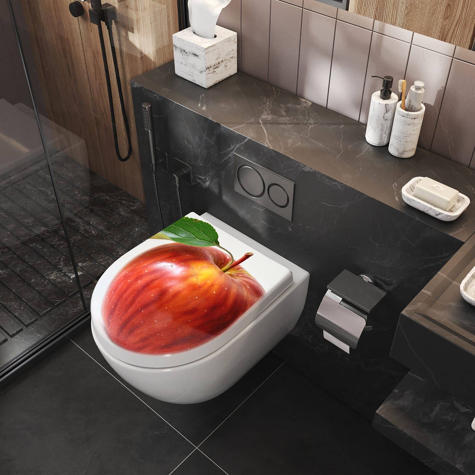 WC-Sitz mit Absenkautomatik Roter Apfel Mit Blatt