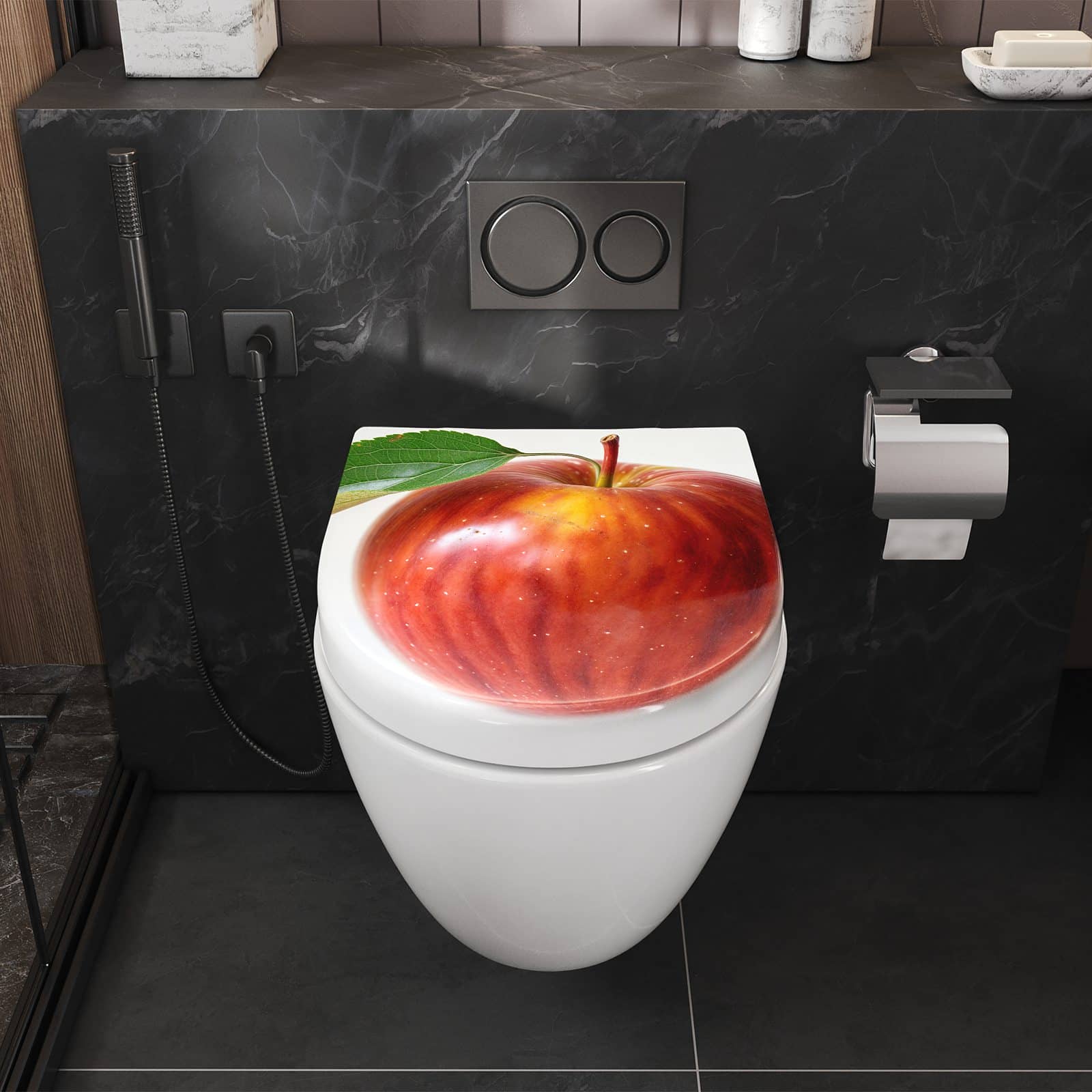 WC-Sitz mit Absenkautomatik Roter Apfel Mit Blatt