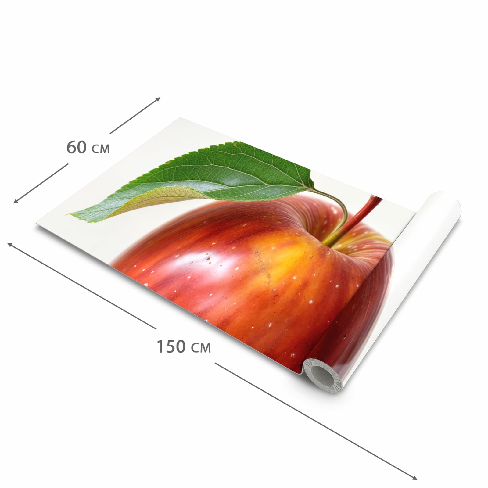Wasserabweisender Küchenteppich mit Motiv Roter Apfel Mit Blatt in der Größe 80x200 cm
