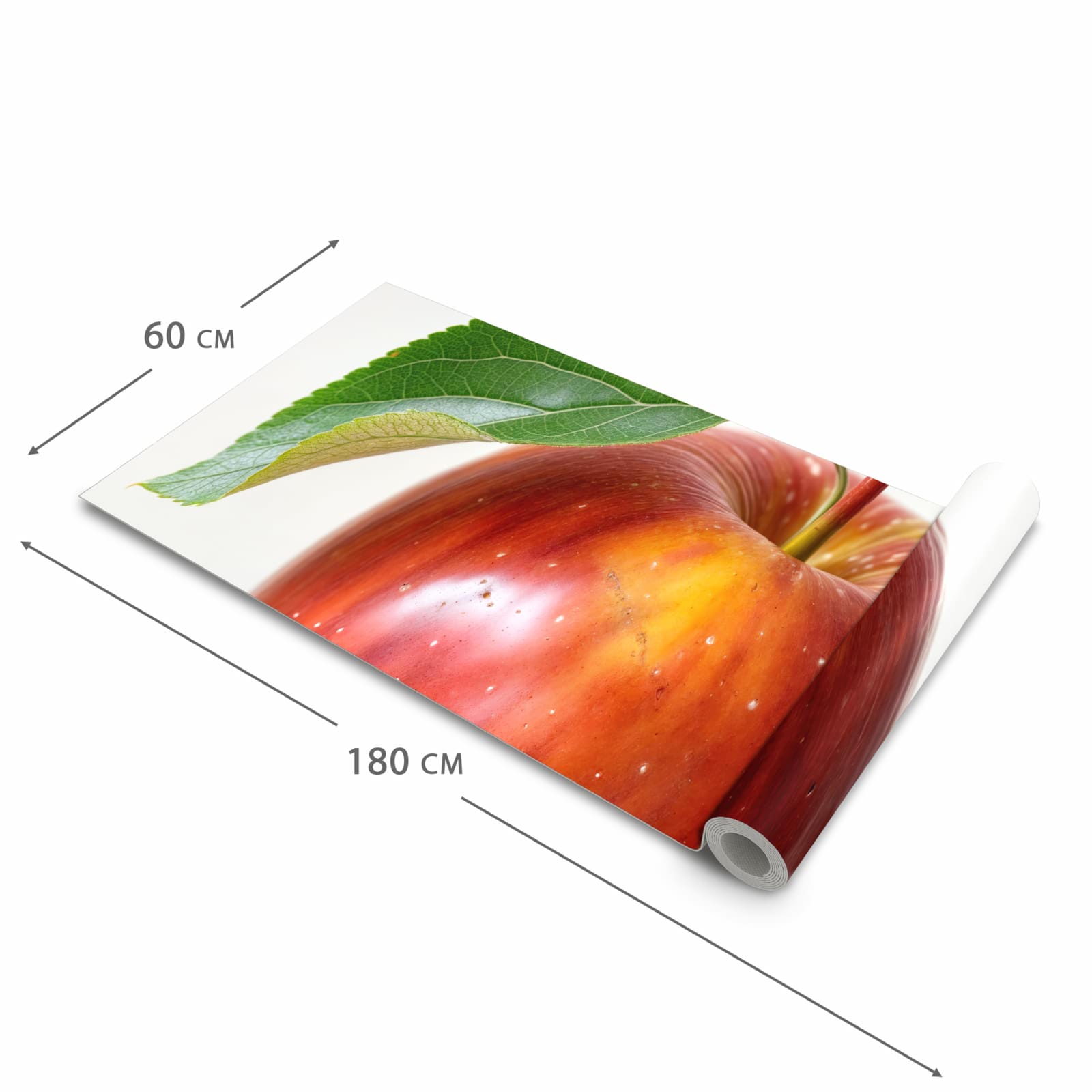 Fleckenresistenter Küchenläufer mit Motiv Roter Apfel Mit Blatt in der Grösse 80x200 cm