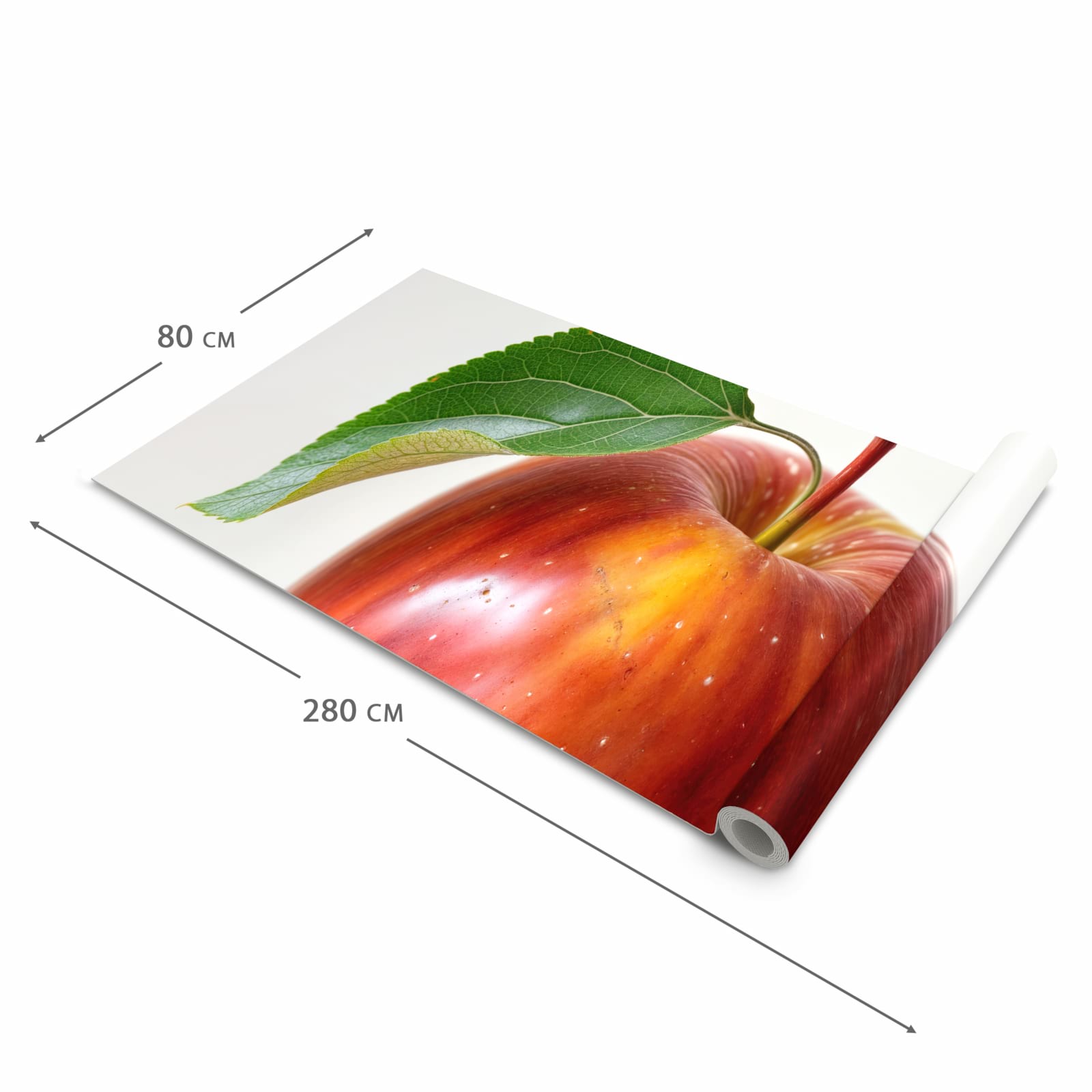 Rutschhemmender moderner Küchenläufer mit Motiv Roter Apfel Mit Blatt in der Grösse 80x200 cm