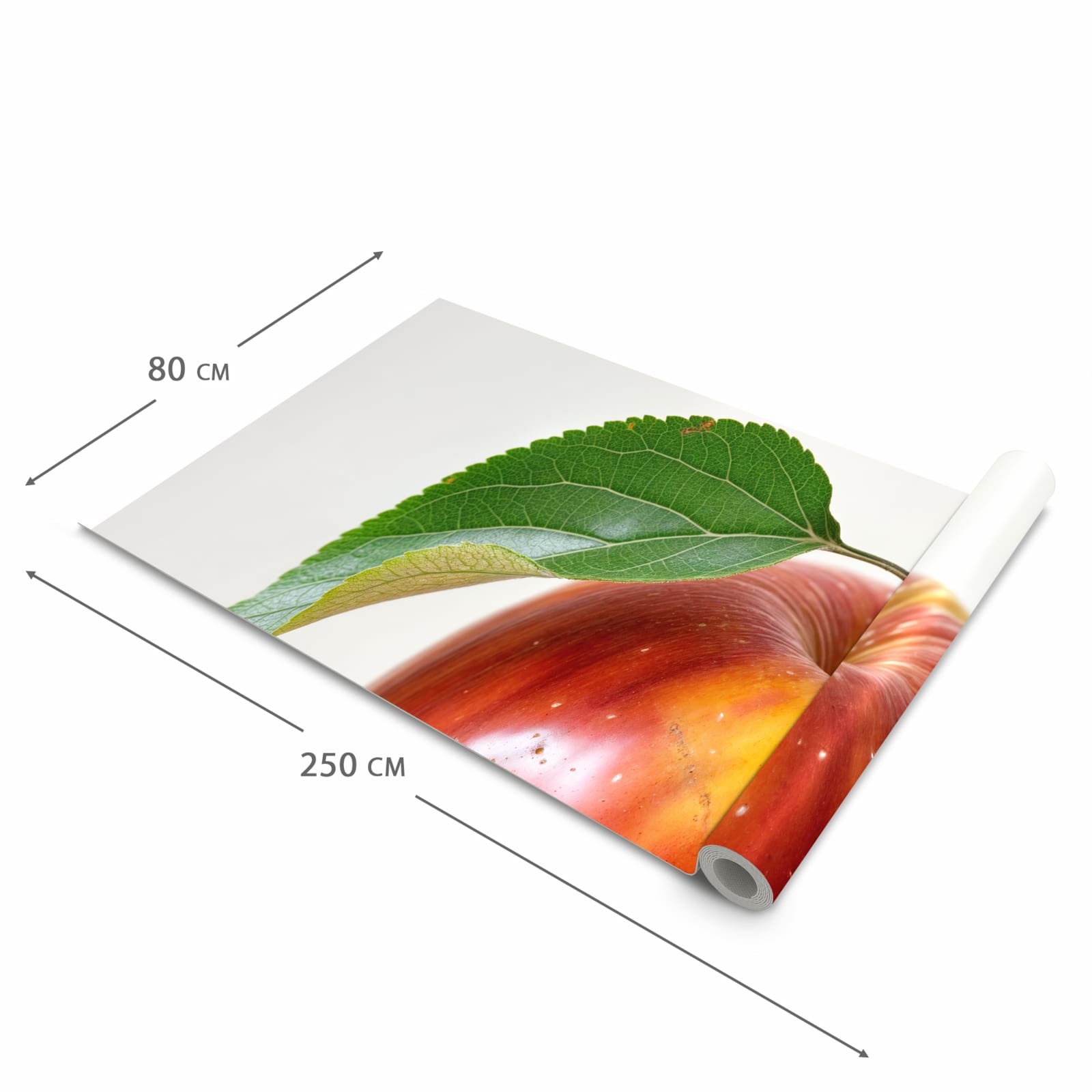 Komfortabler rutschfester Küchenläufer mit Motiv Roter Apfel Mit Blatt in der Größe 80x200 cm