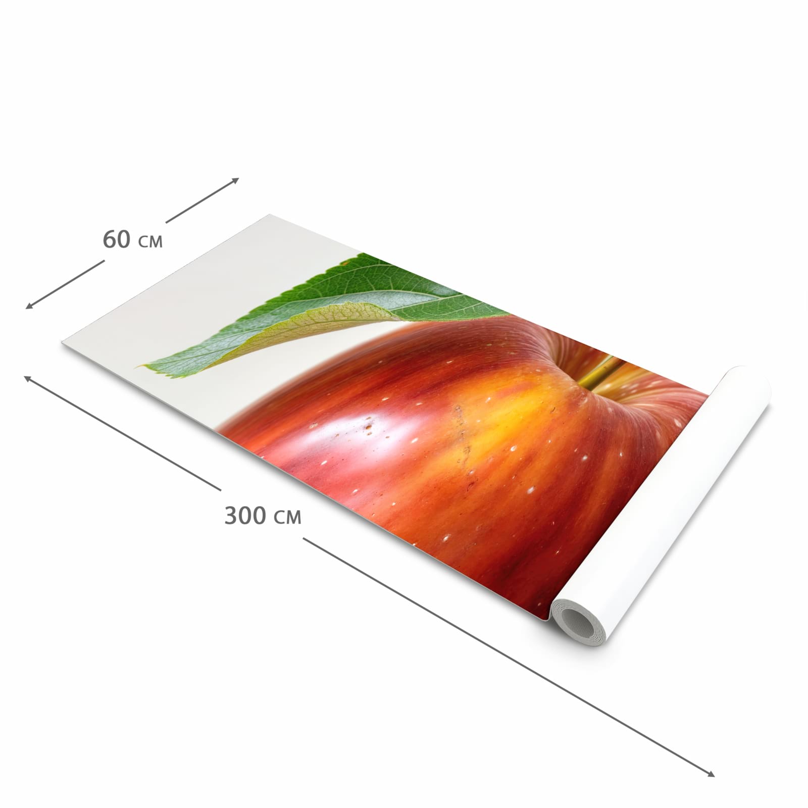 Langlebiger rutschfester Küchenläufer mit Motiv Roter Apfel Mit Blatt in der Grösse 80x200 cm