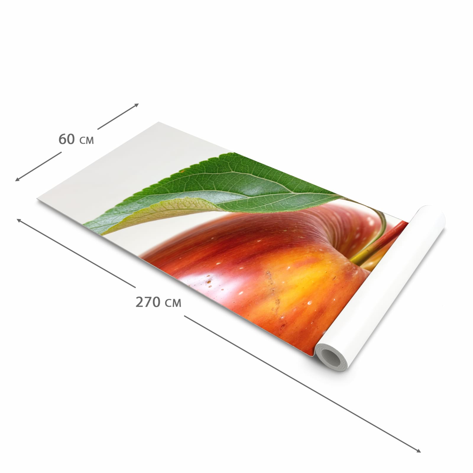Geruchsneutraler rutschfester Küchenläufer mit Motiv Roter Apfel Mit Blatt in der Grösse 80x200 cm
