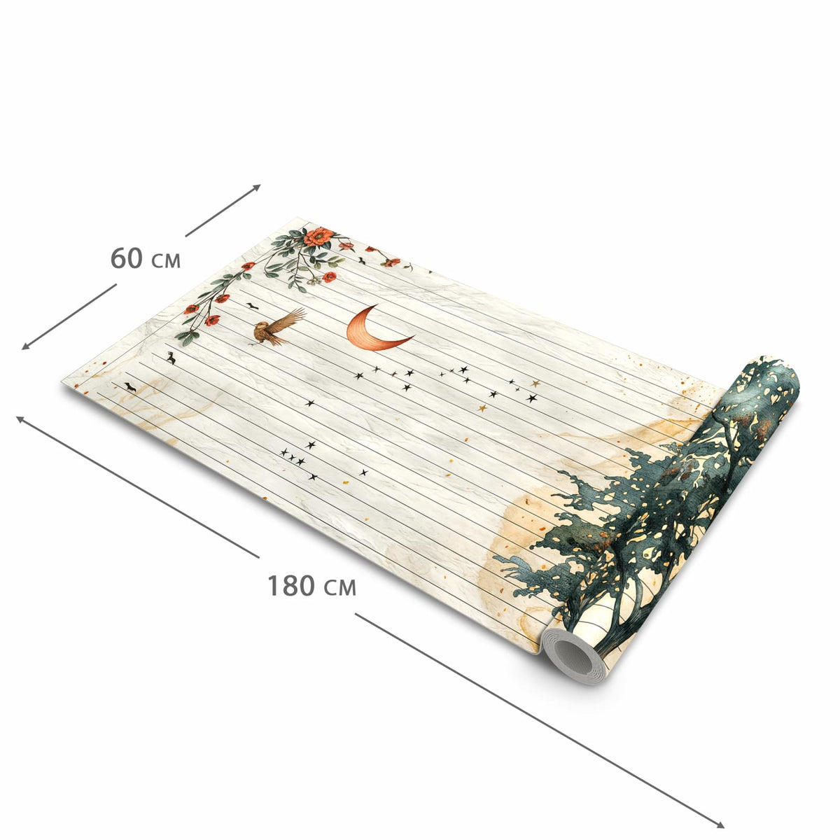 Feuchtigkeitsresistenter Bodenläufer mit Motiv Natur Notizblock in der Grösse 80x200 cm