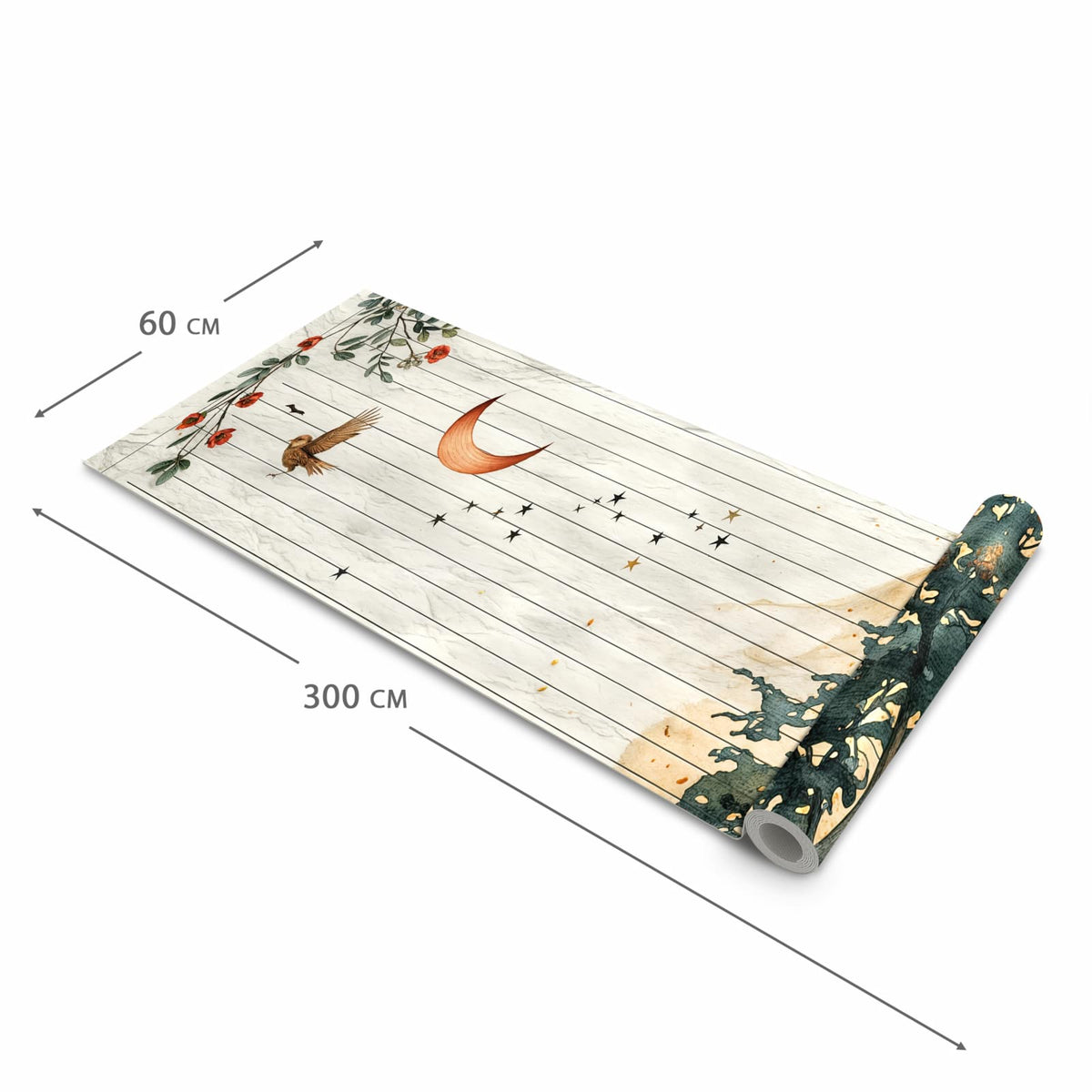 Bodenschonender waschbarer Küchenteppich mit Motiv Natur Notizblock in der Grösse 80x200 cm