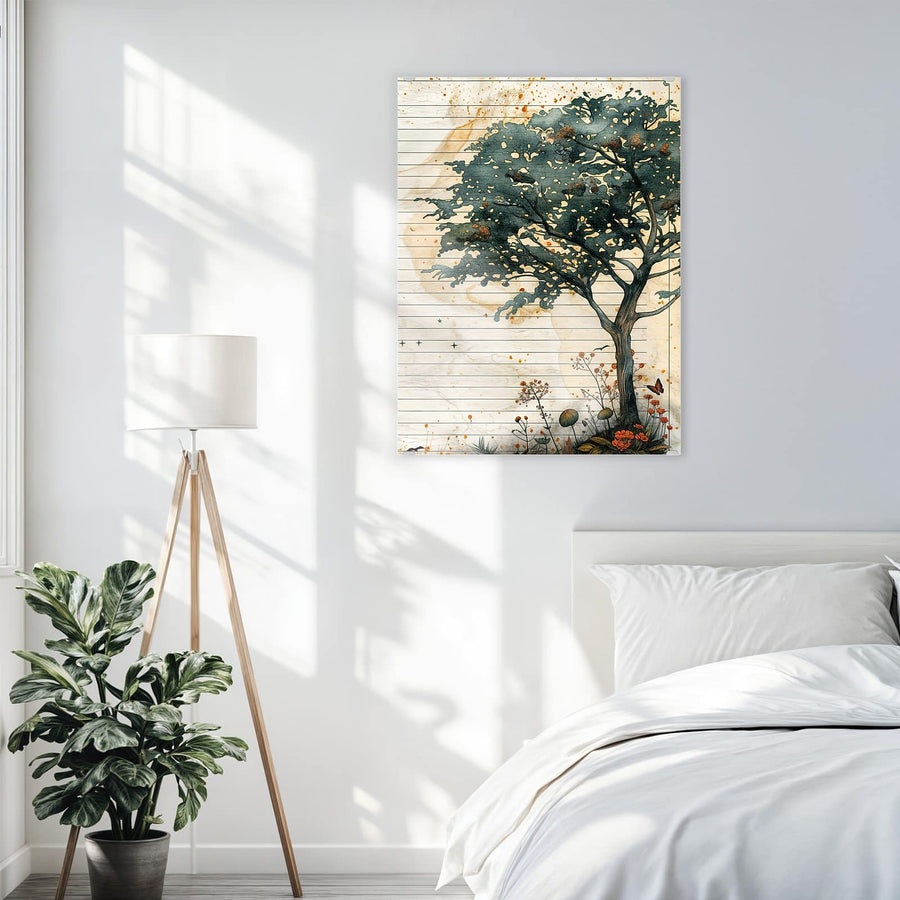 Maße Wandbild - Baum auf Papier - Hochformat