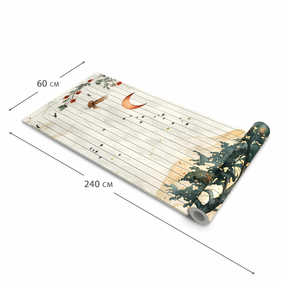 Bodenschonender Bodenläufer Teppich mit Motiv Natur Notizblock in der Grösse 80x200 cm