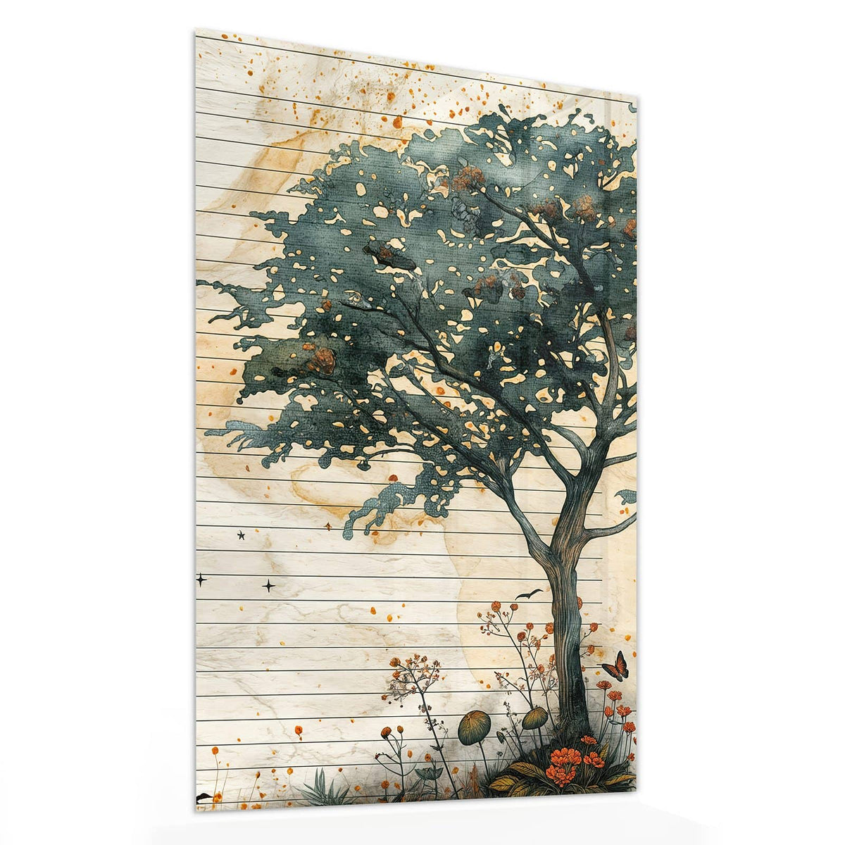11 Größen – von 30 × 60 bis 60 × 150 cm – Wandbild - Baum auf Papier - Hochformat
