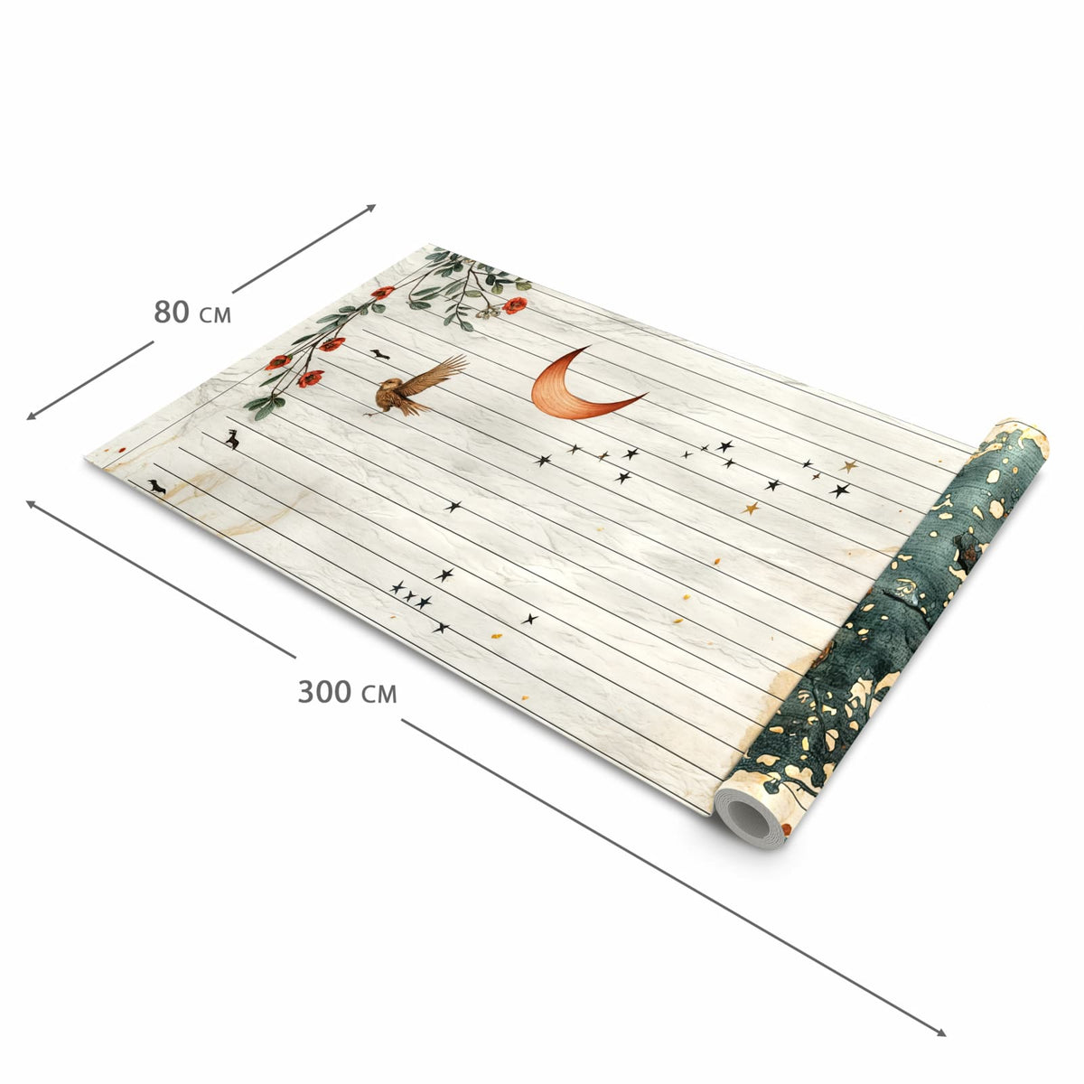 Geräuschdämpfender waschbarer Küchenteppich mit Motiv Natur Notizblock in der Größe 80x200 cm