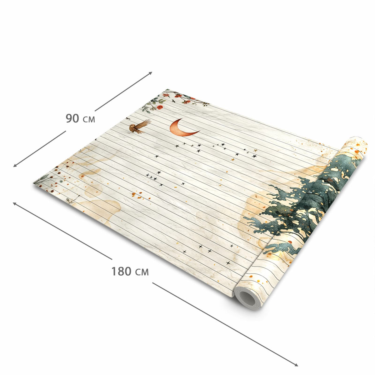 Abriebfester großer Küchenteppich mit Motiv Natur Notizblock in der Größe 80x200 cm