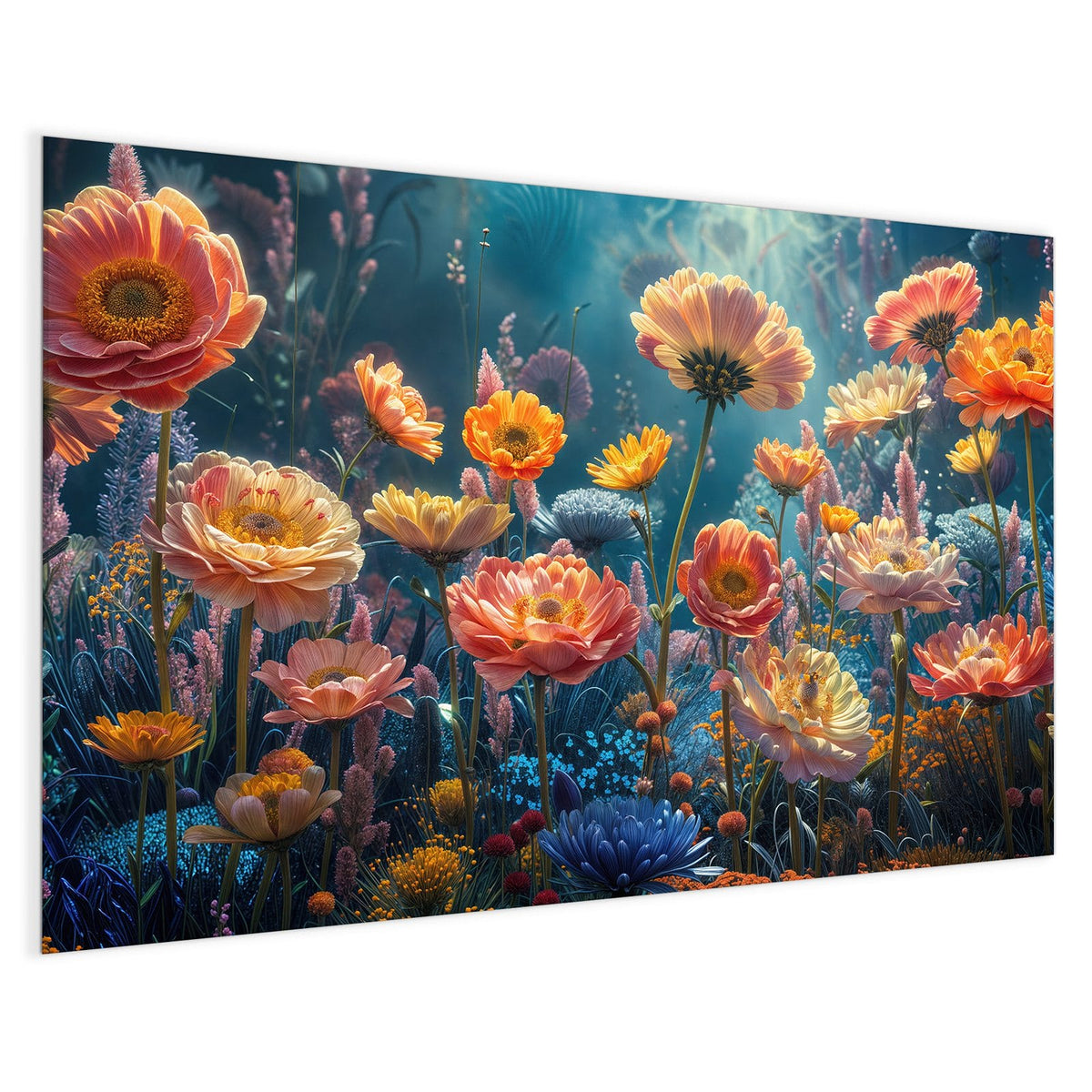 4 mm Glas statt lackiertem Blech – Magnettafel - Bunte Blütenwiese
