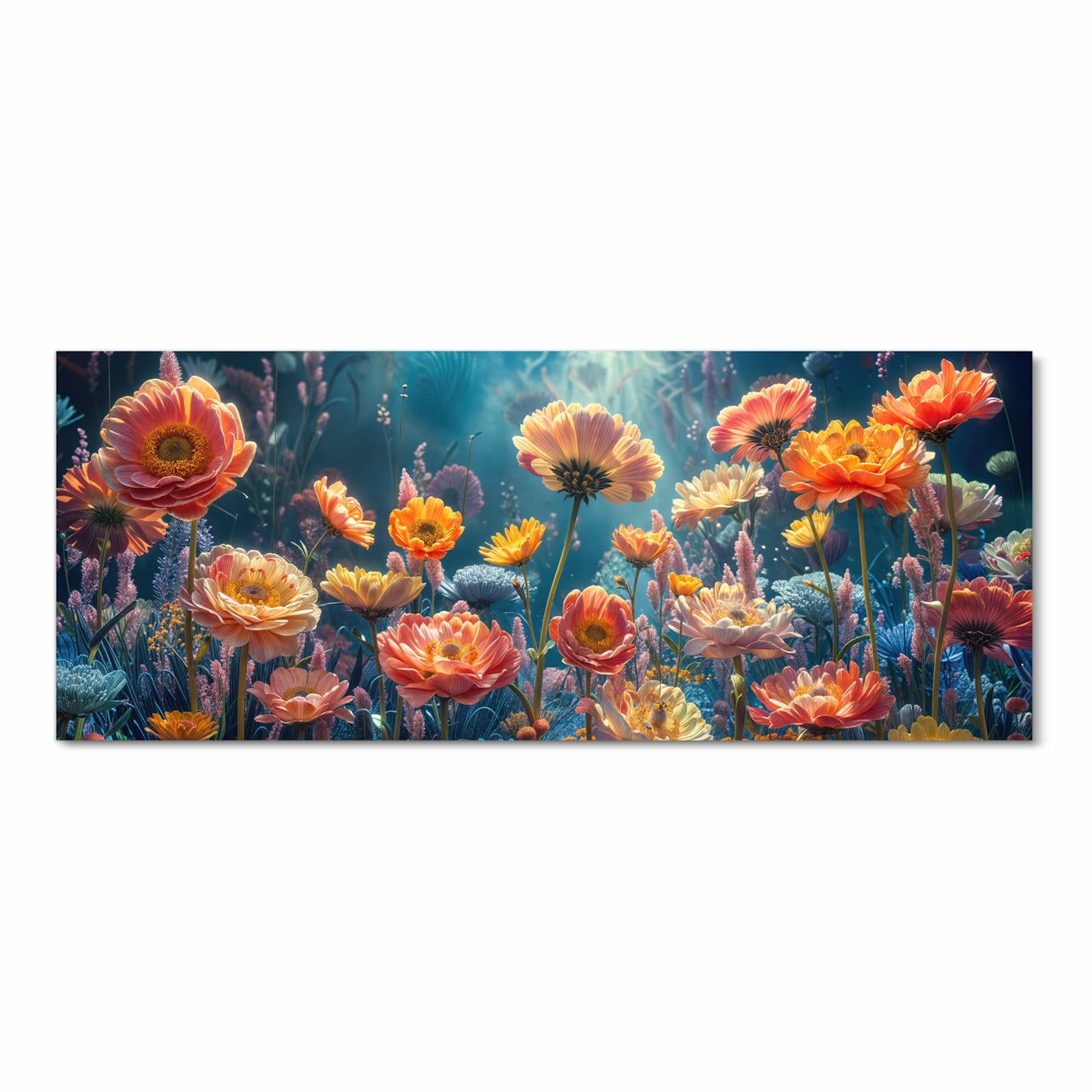 Komfortabler Küchenläufer mit Motiv Blumengarten in Frontansicht