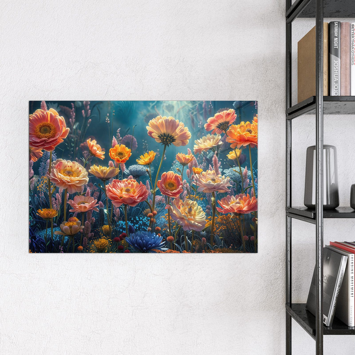 Magnettafel - Bunte Blütenwiese – Blüten in Orange, Rosa und Gelb