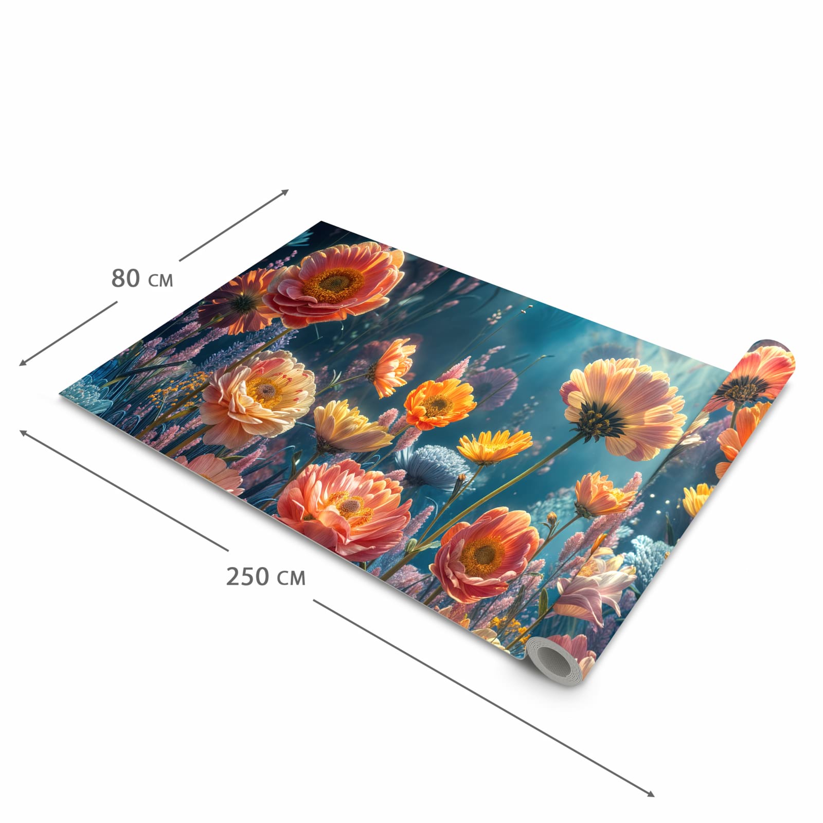 Pflegeleichter rutschfester Läufer mit Motiv Blumengarten in der Grösse 60x90 cm