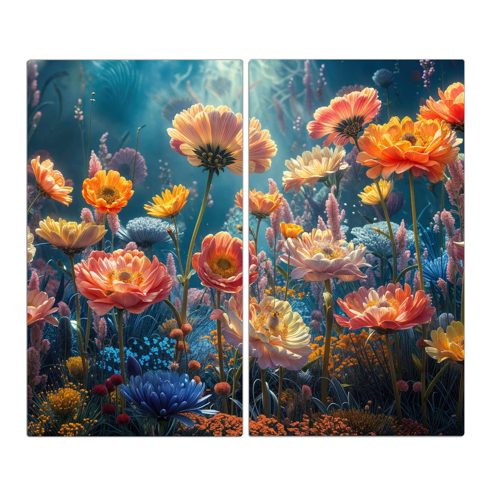 2-teilige Abdeckplatte mit Blumengarten-Motiv in der Frontansicht #grösse_2-Teilig (60x52cm)