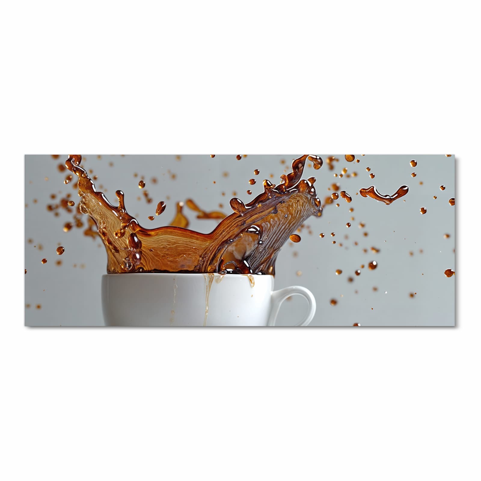 Geräuschdämpfender Küchenteppich mit Motiv Kaffeeexplosion in Frontansicht