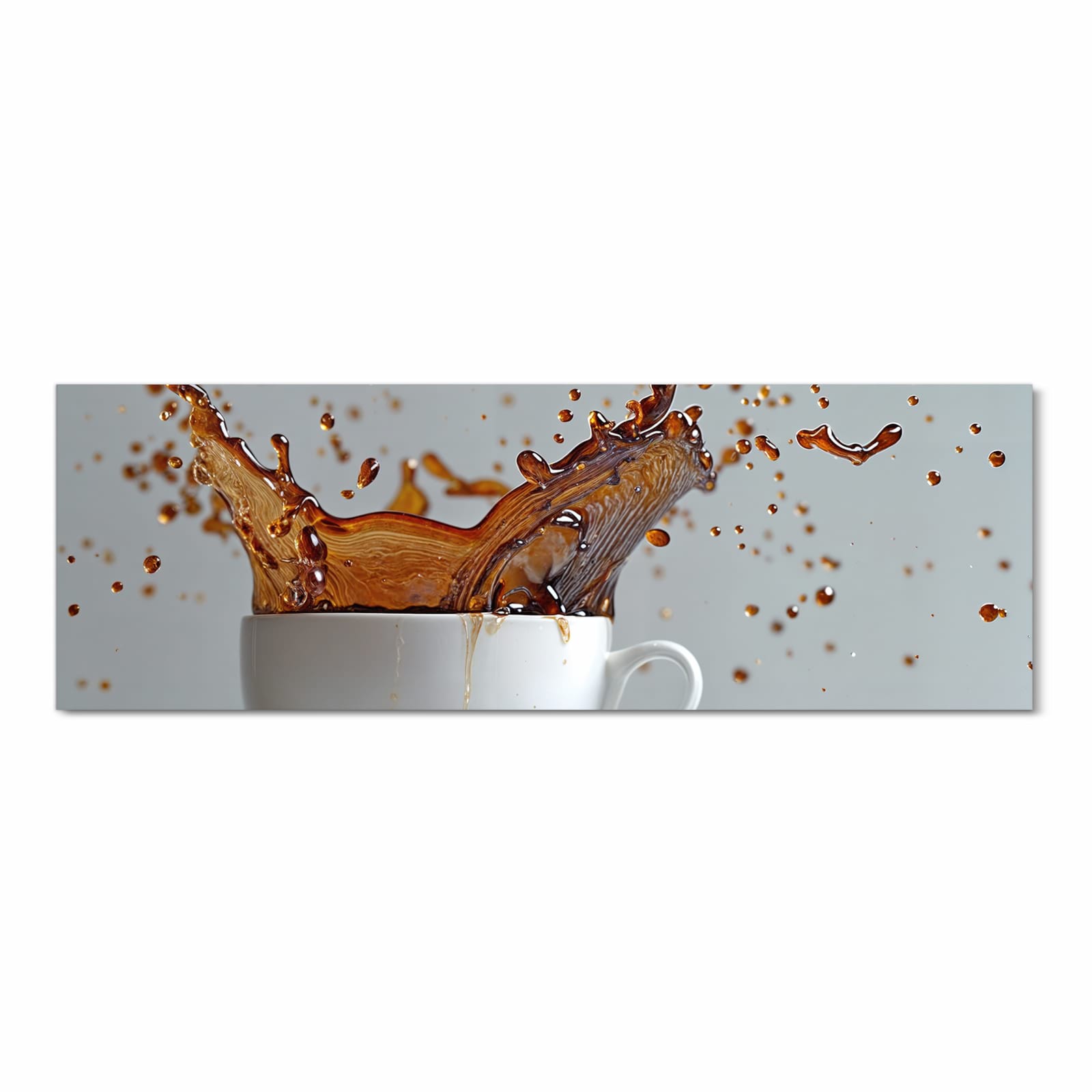 Abriebfester Küchenteppich mit Motiv Kaffeeexplosion in Frontansicht - waschbar